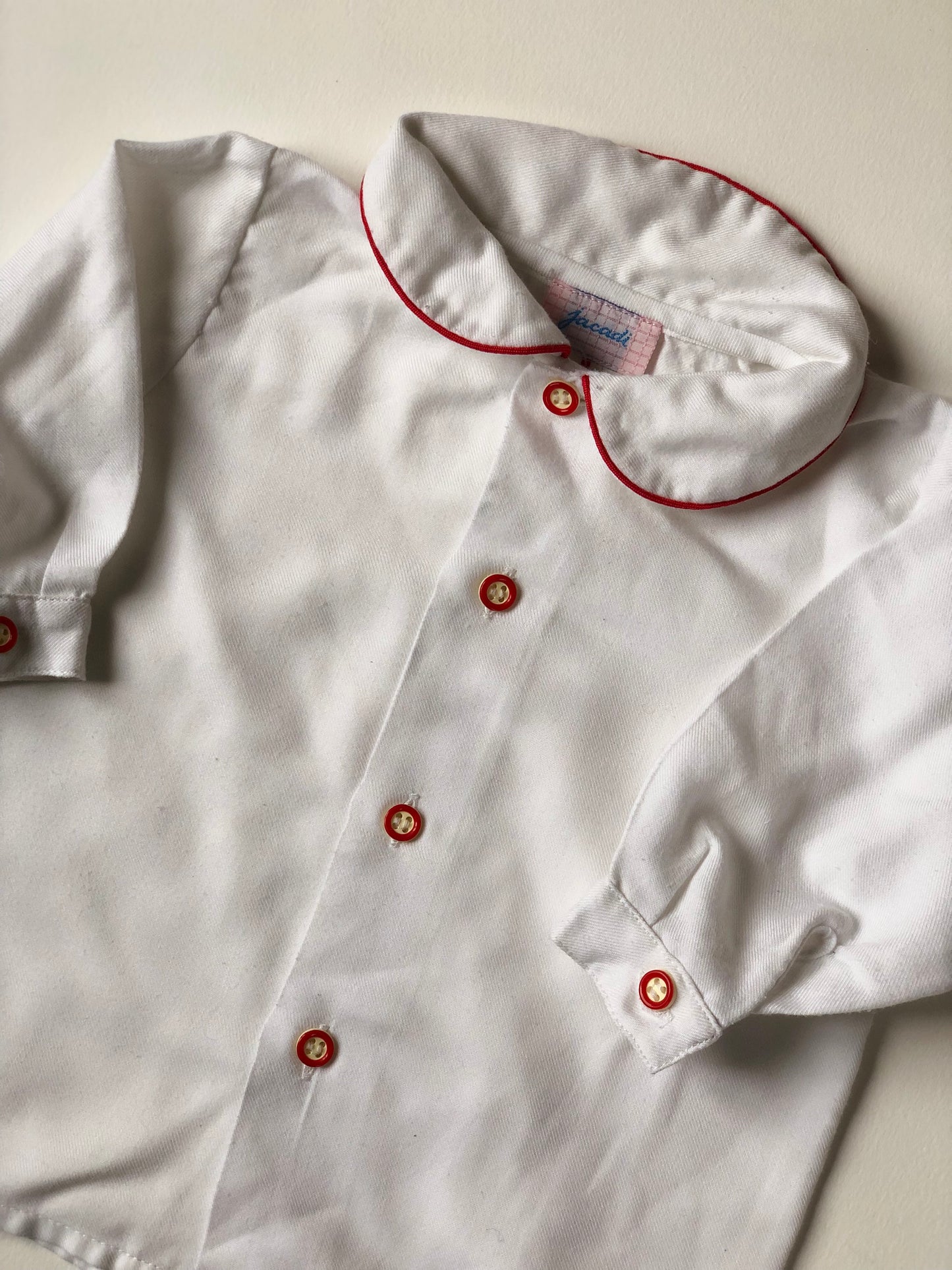 Chemisier blanc et rouge vintage Jacadi 3 mois
