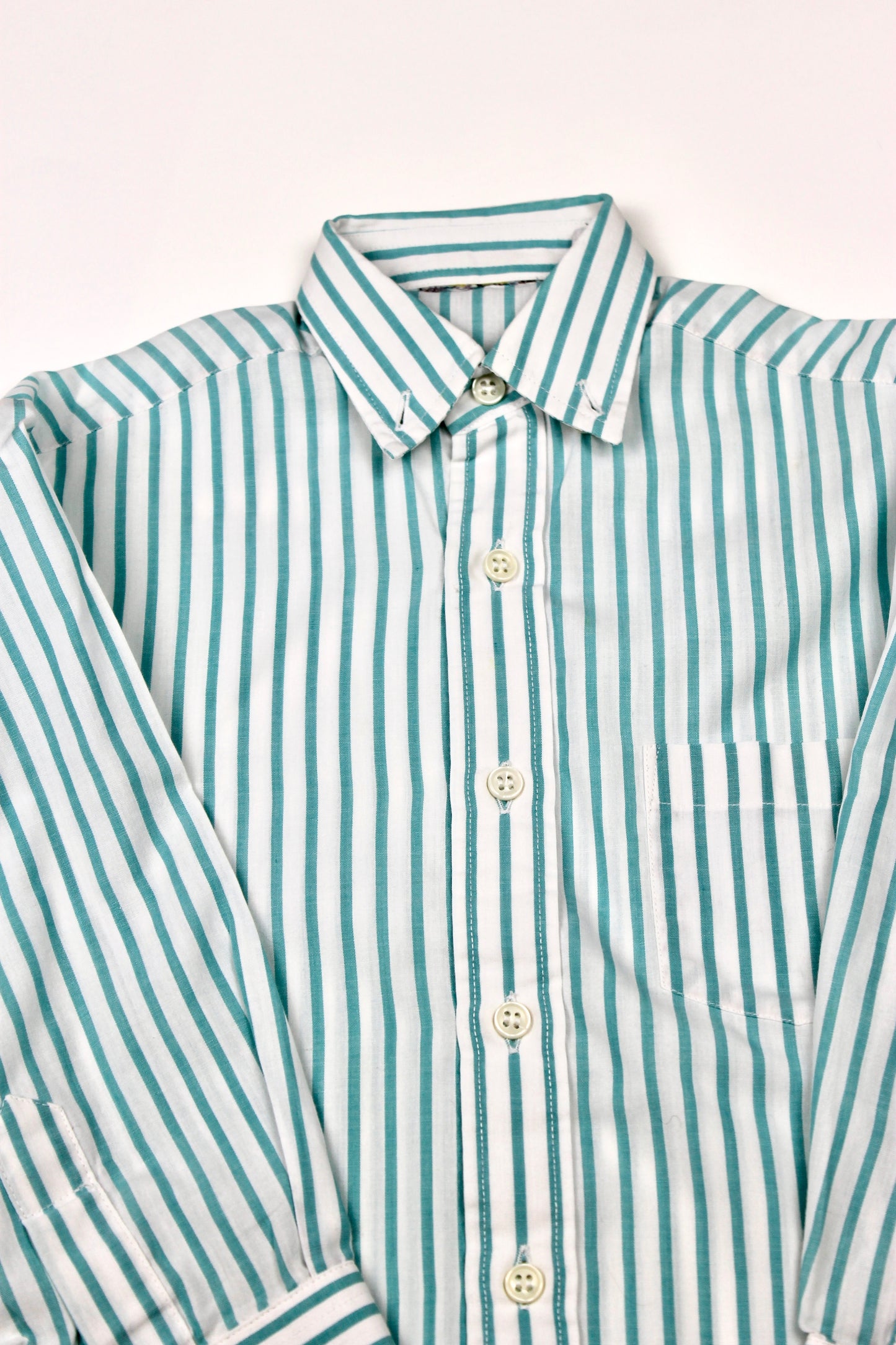 Chemise rayée blanche et verte vintage 3 ans