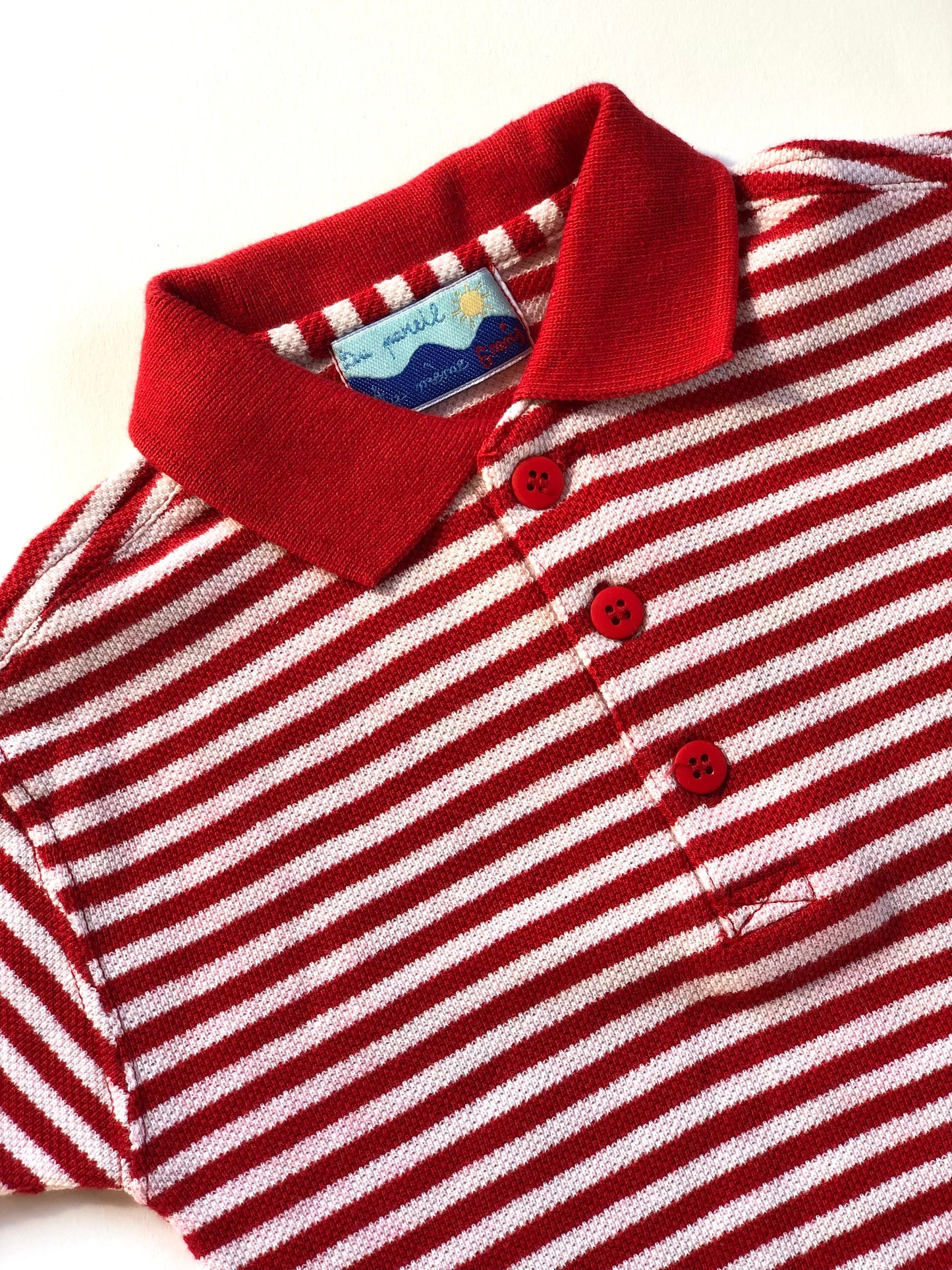 Polo rayé blanc et rouge vintage Du Pareil Au Même 6 mois