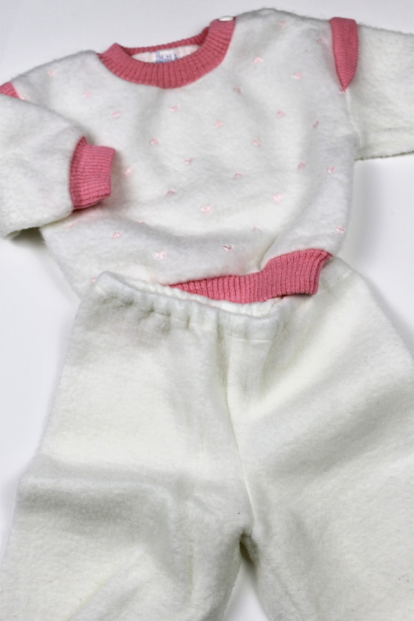 Pyjama deux pièces vintage blanc et rose 6 mois