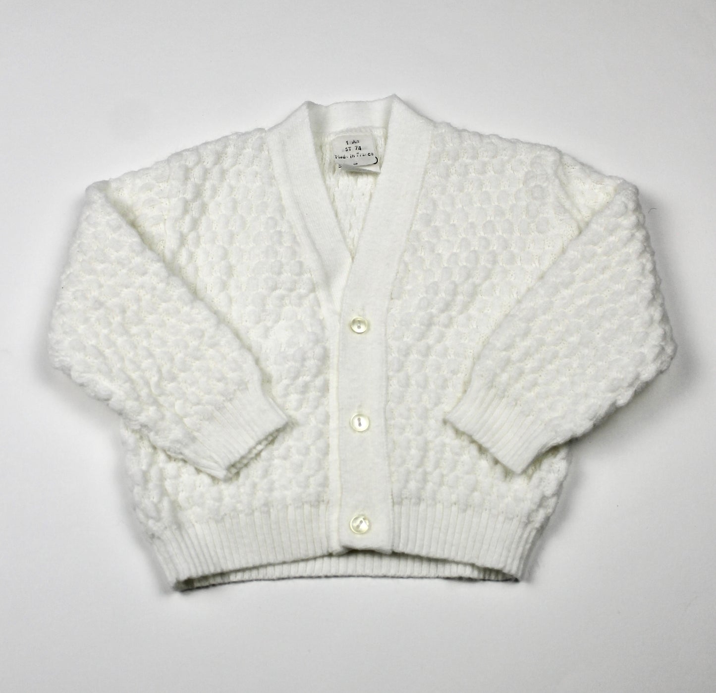 Gilet en mailles blanc vintage 12 mois