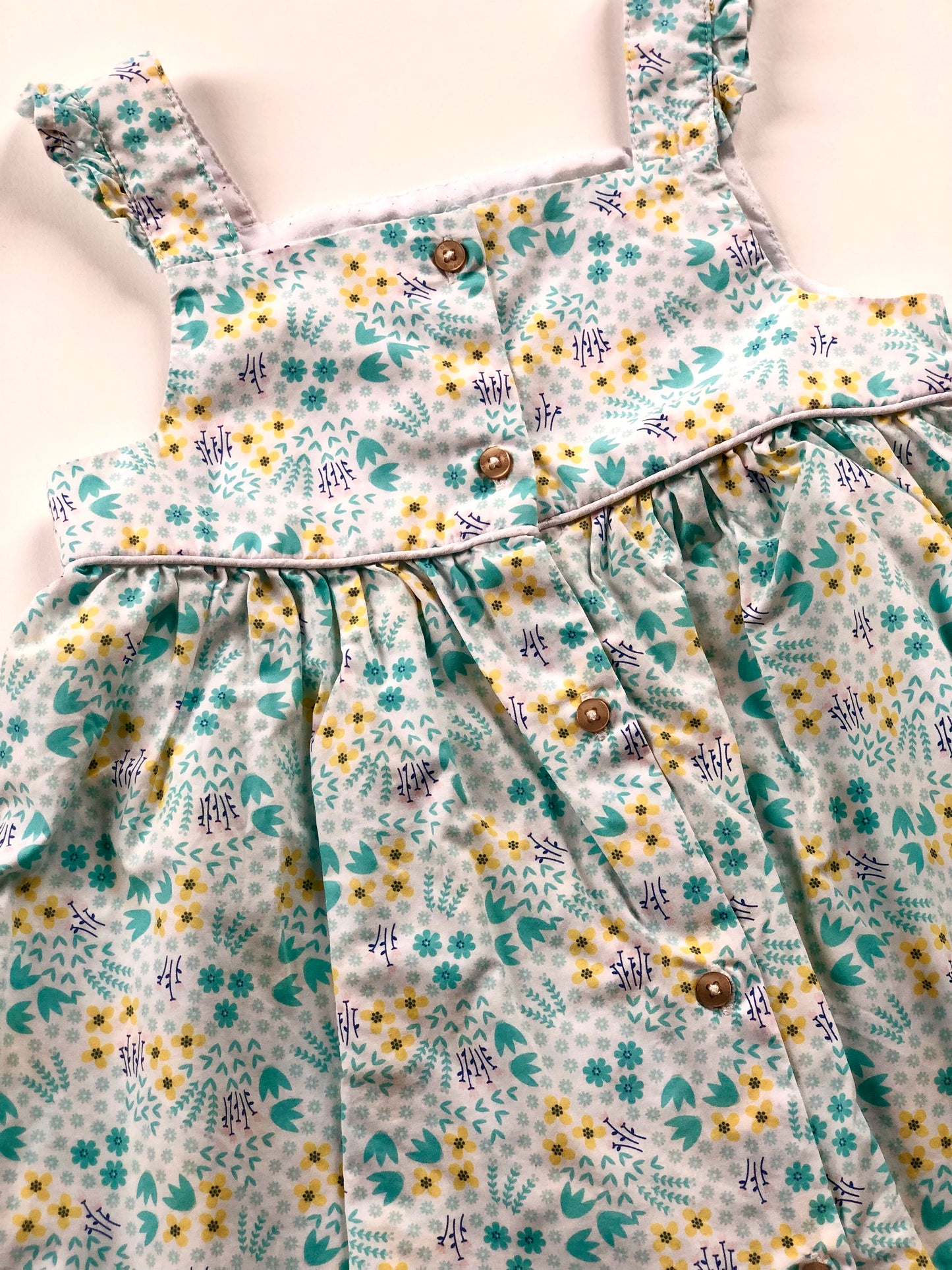 Robe vert d’eau à fleurs Obaïbi 2 ans