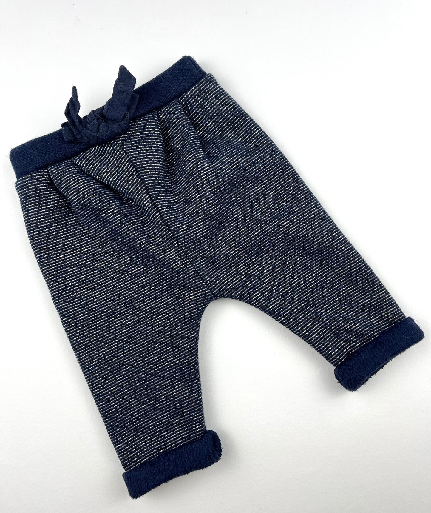 Legging épais rayé bleu et or Kiabi 1 mois