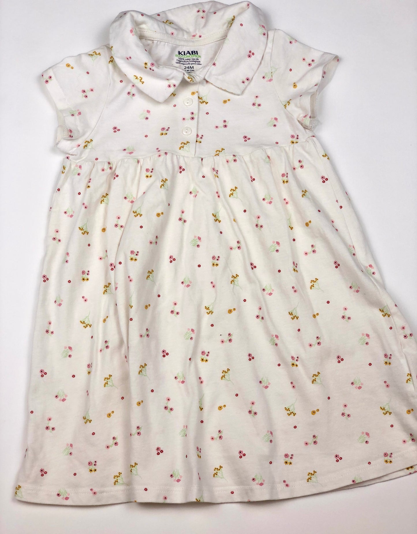 Robe blanche à fleurs Kiabi 2 ans