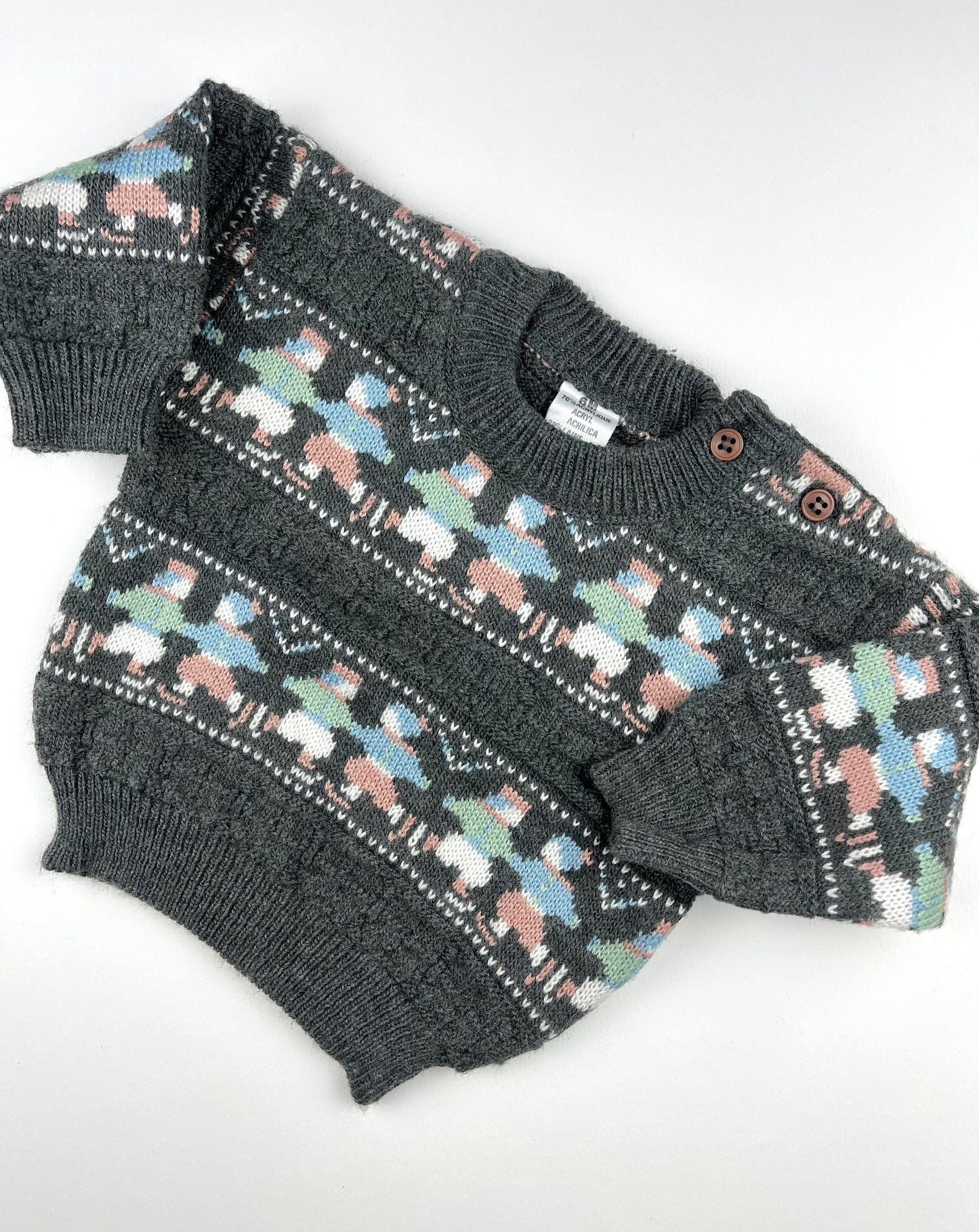 Pull en mailles gris vintage 6 mois