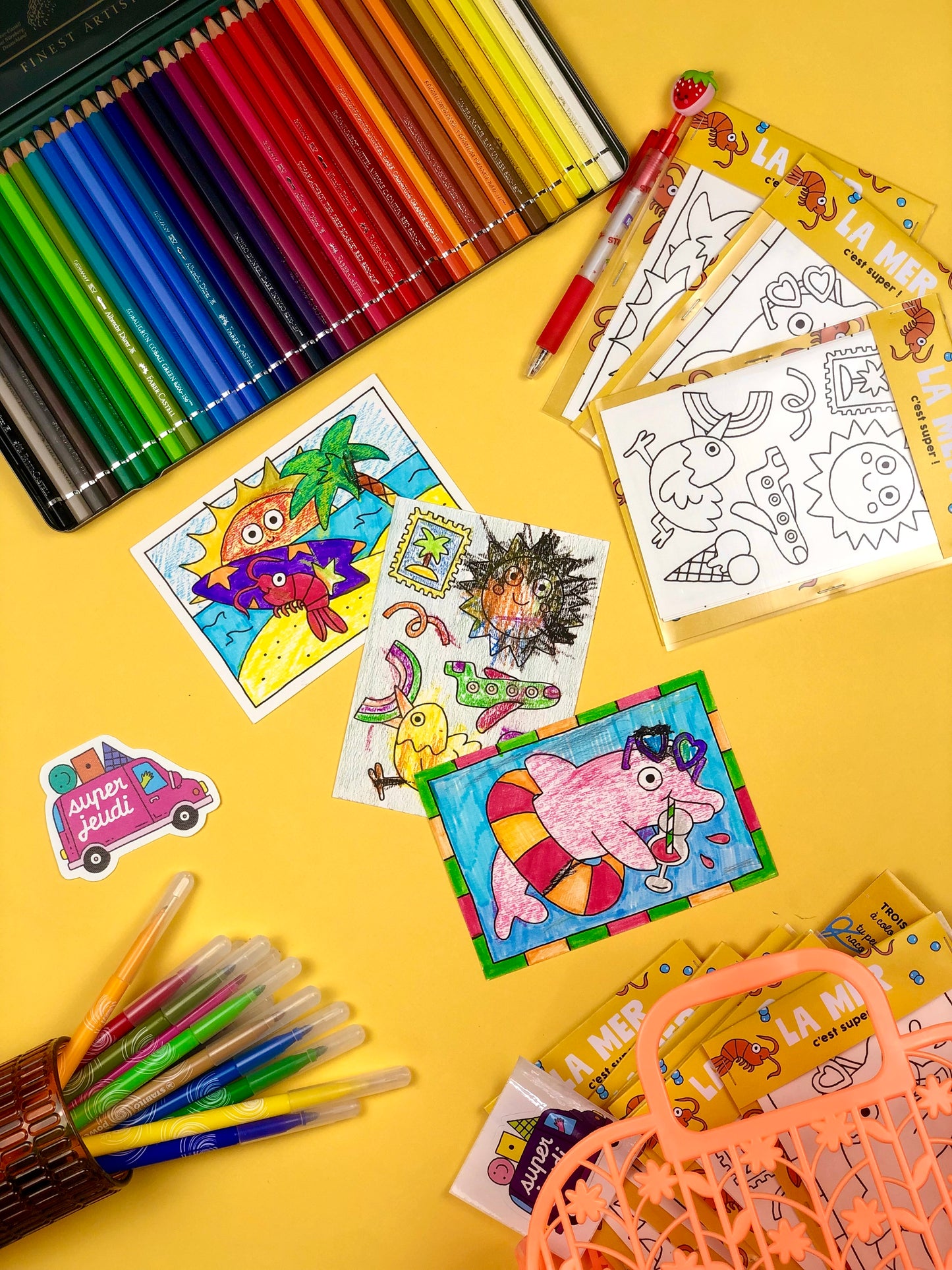 Cartes postales à colorier - Super Jeudi