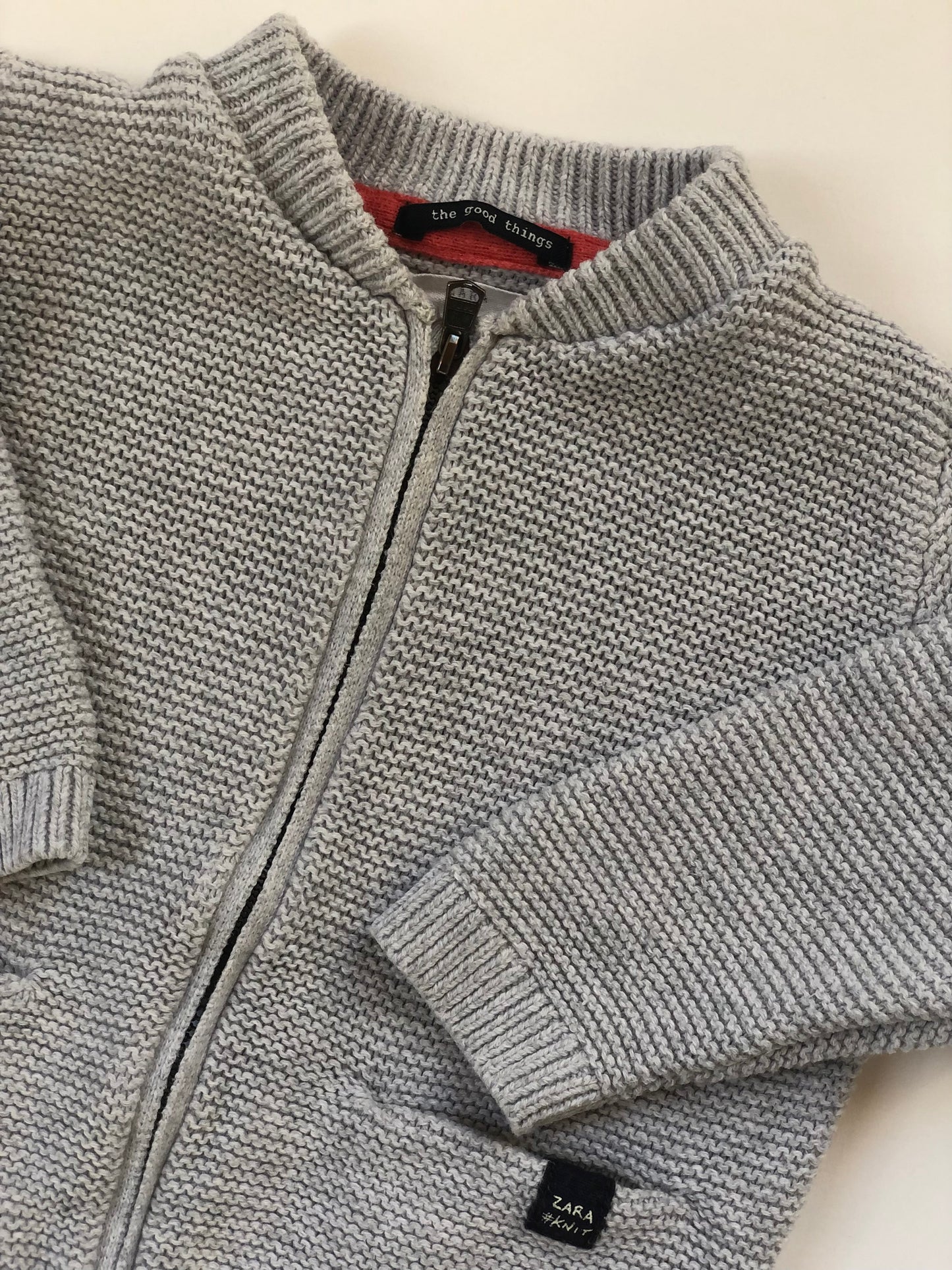 Gilet zip en mailles gris Zara 12 mois