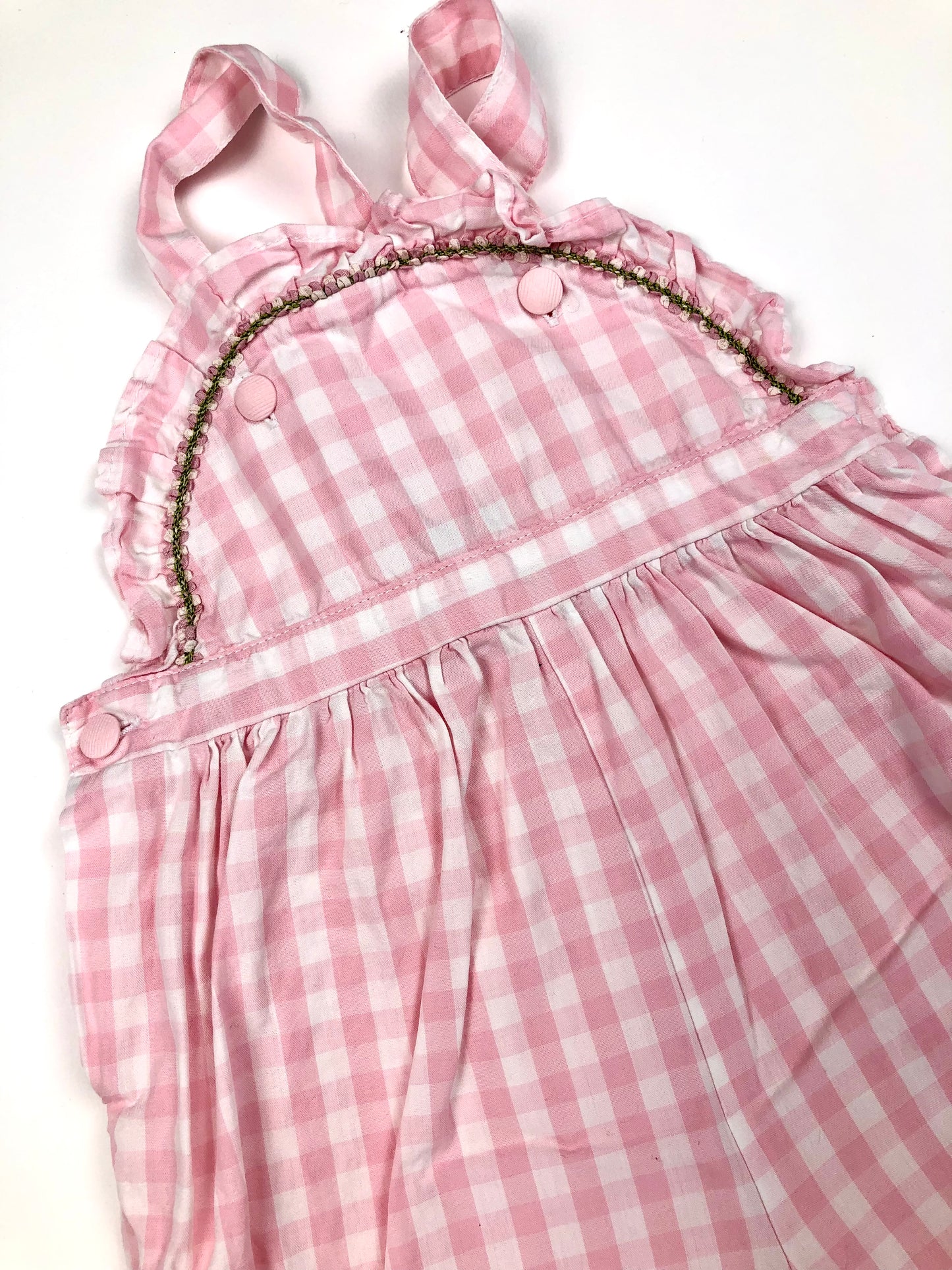 Barboteuse en vichy rose vintage Jour Ferrier 18 mois