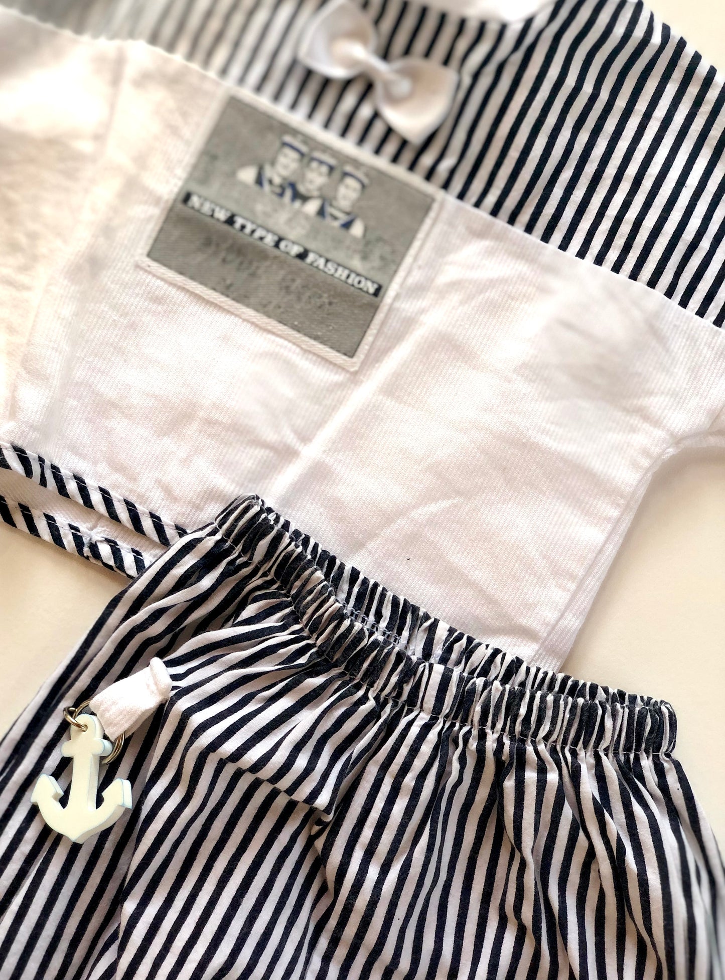Ensemble t-shirt et short marin Vintage 3 mois