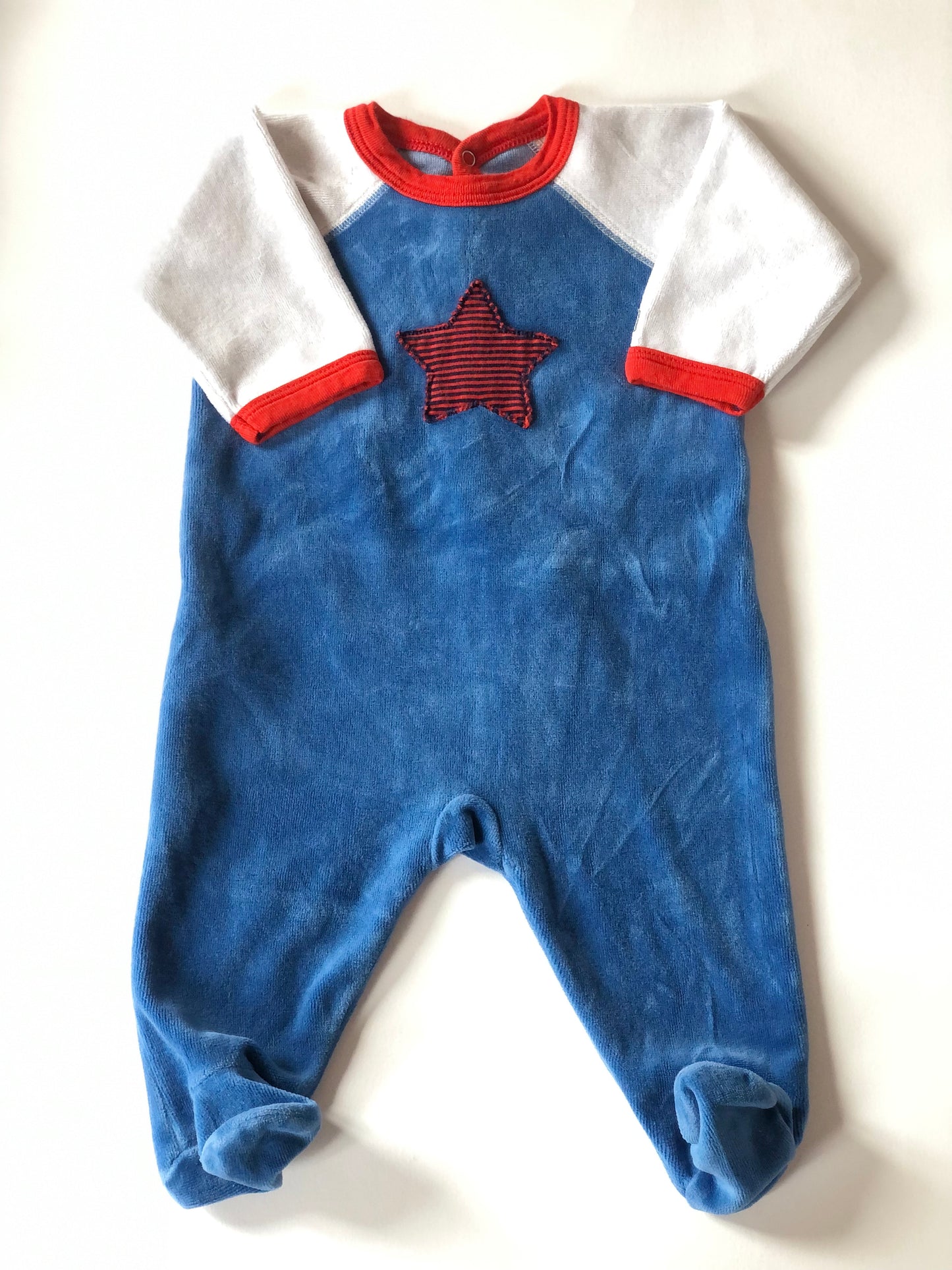 Pyjama « dors bien » bleu blanc et rouge Petit Bateau 3 mois