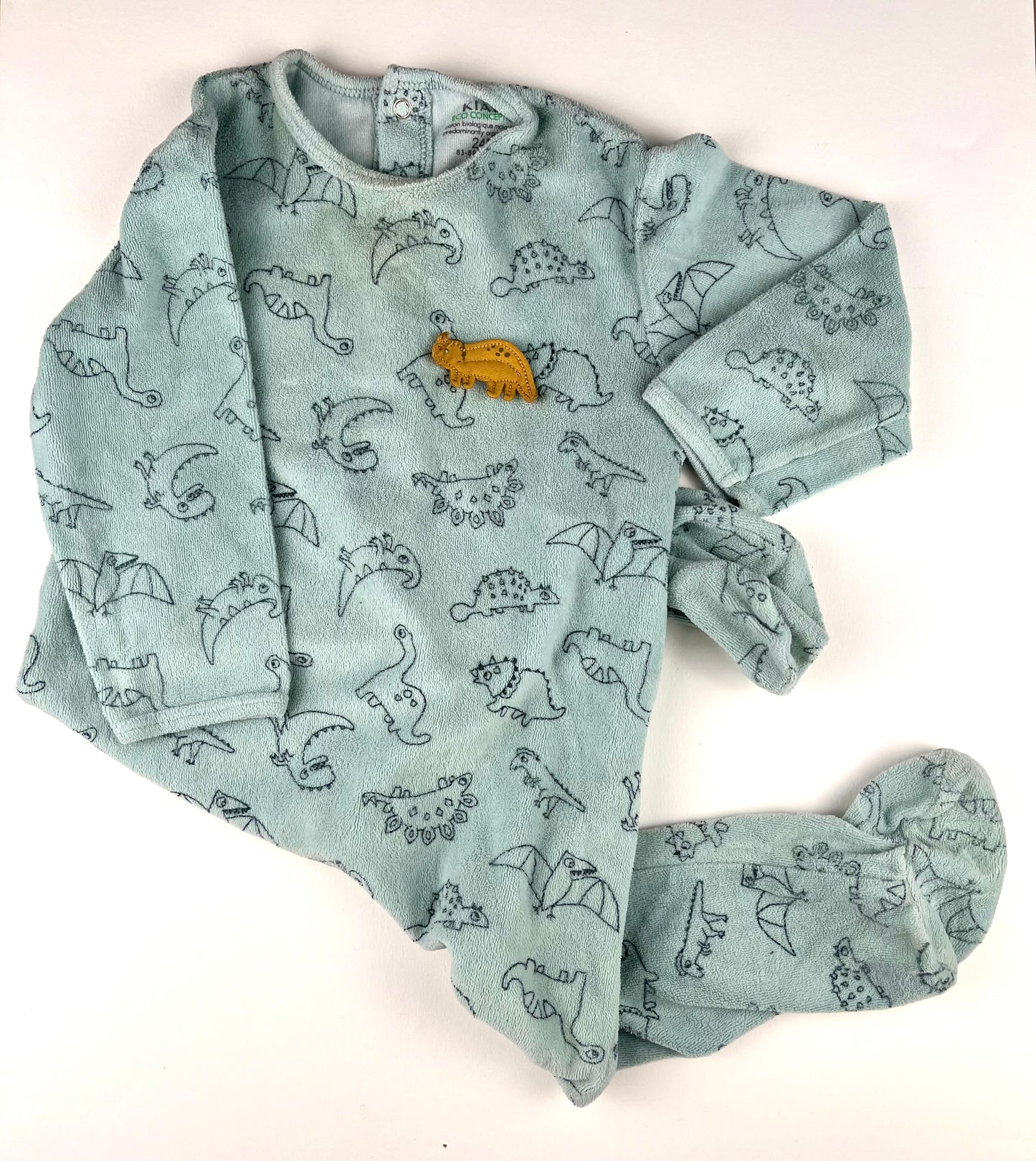 Pyjama dinosaures en velours bleu Kiabi 2 ans