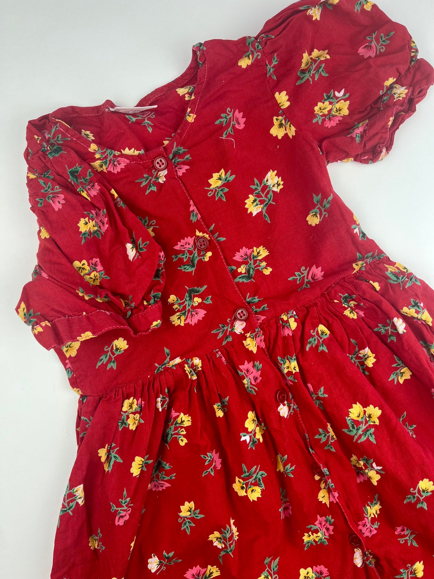 Robe à fleurs rouge 5 ans