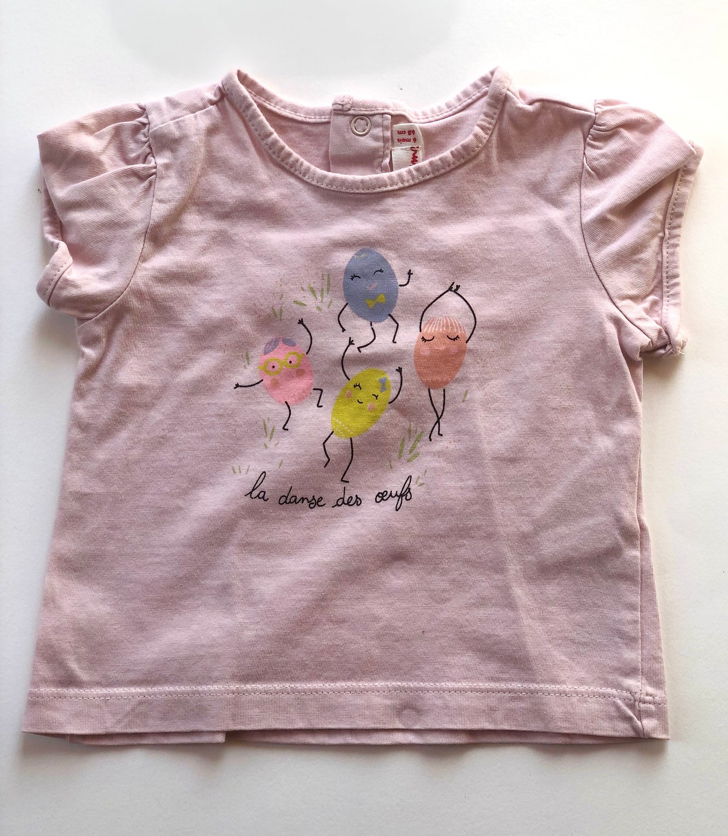 T-shirt rose motifs œufs Du Pareil Au Même 6 mois