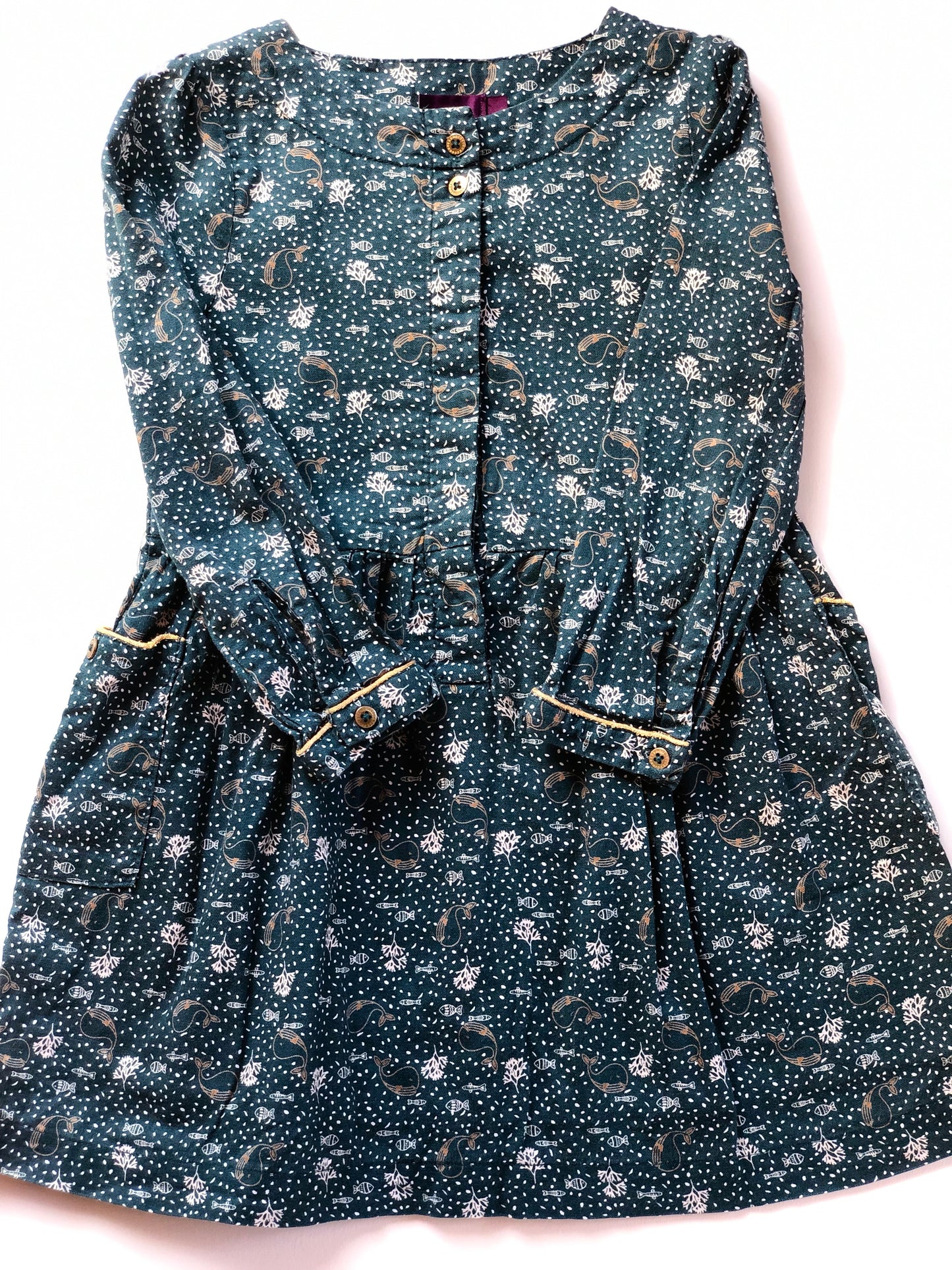Robe motifs baleine vert émeraude Sergent Major 5 ans