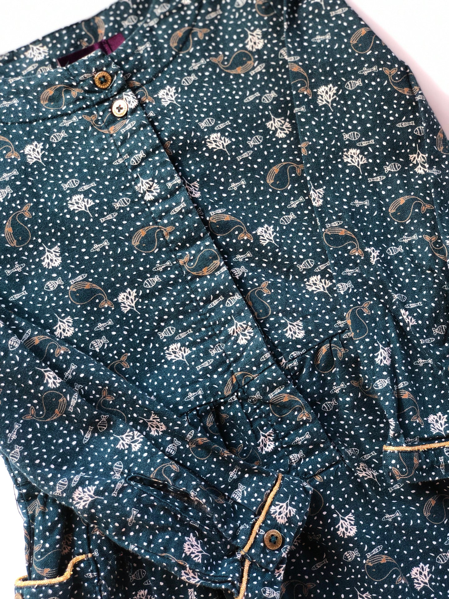 Robe motifs baleine vert émeraude Sergent Major 5 ans