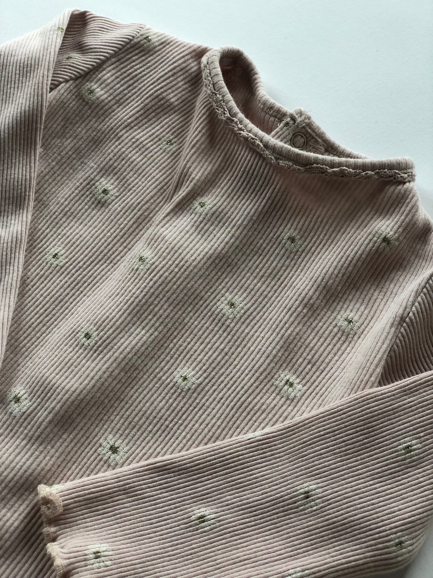T-shirt manches longues rose à fleurs Kiabi 6 mois