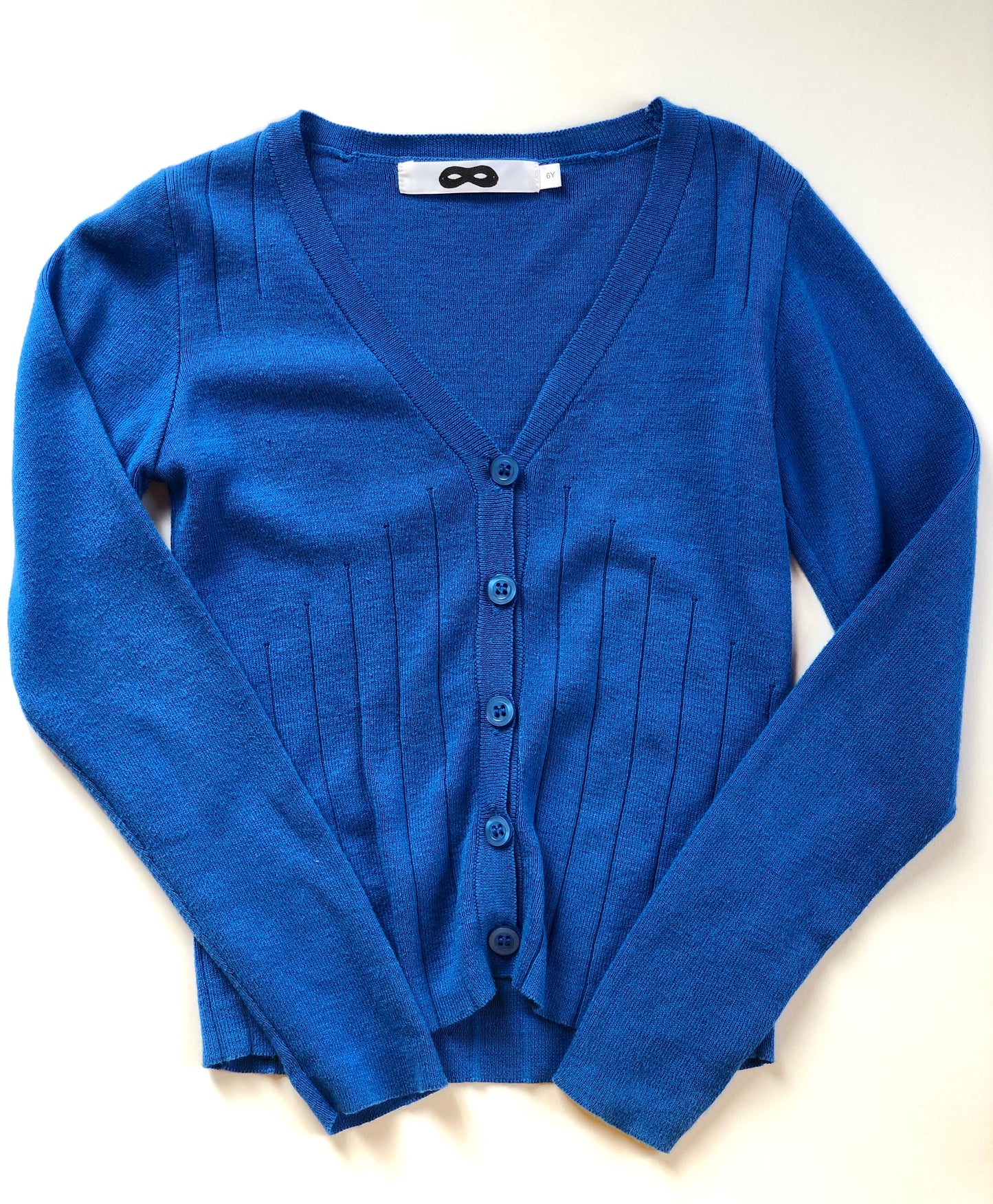Gilet en mailles fines bleu 6 ans