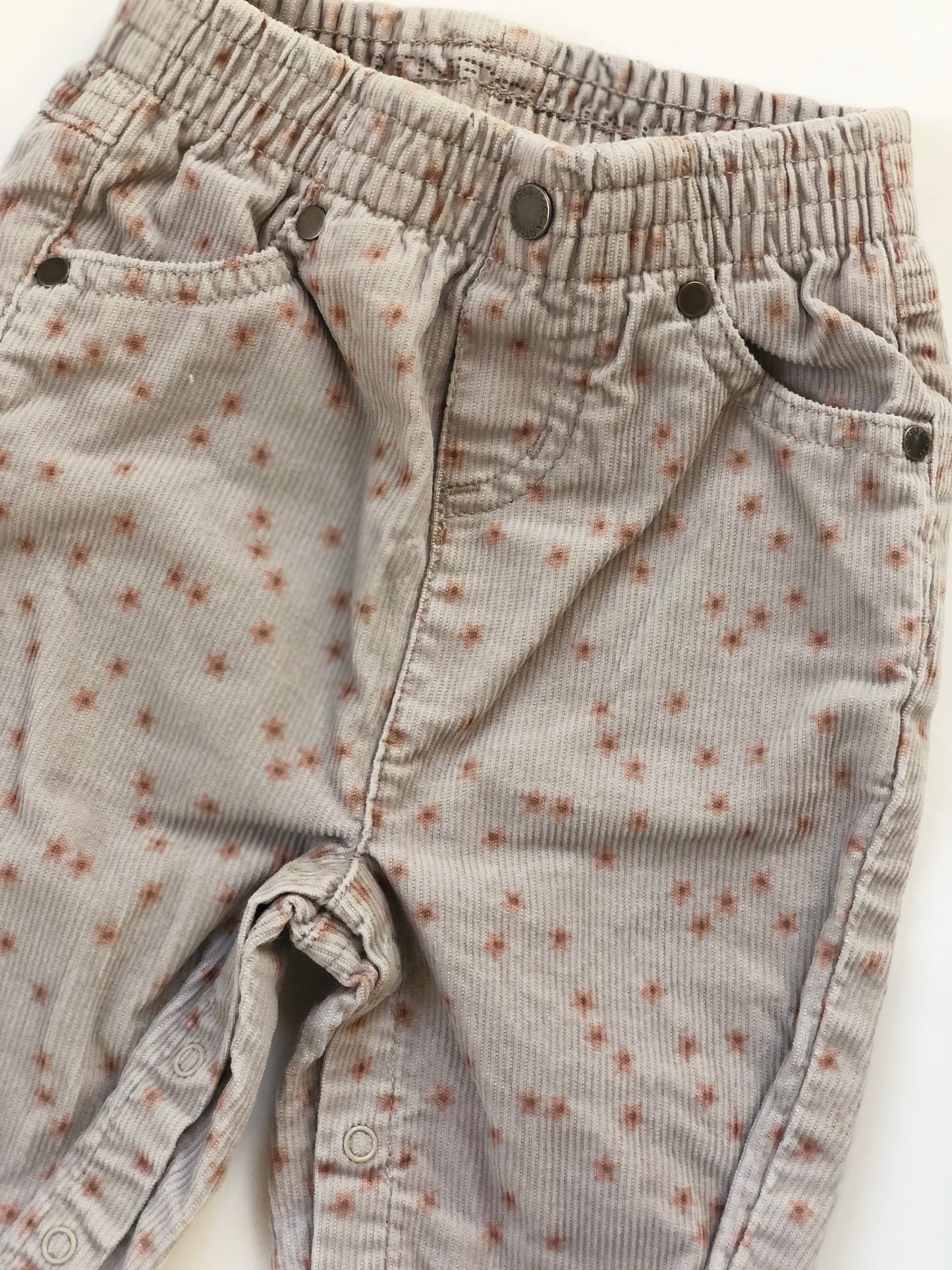 Pantalon en velours côtelé gris et rose Stella McCartney 6 mois