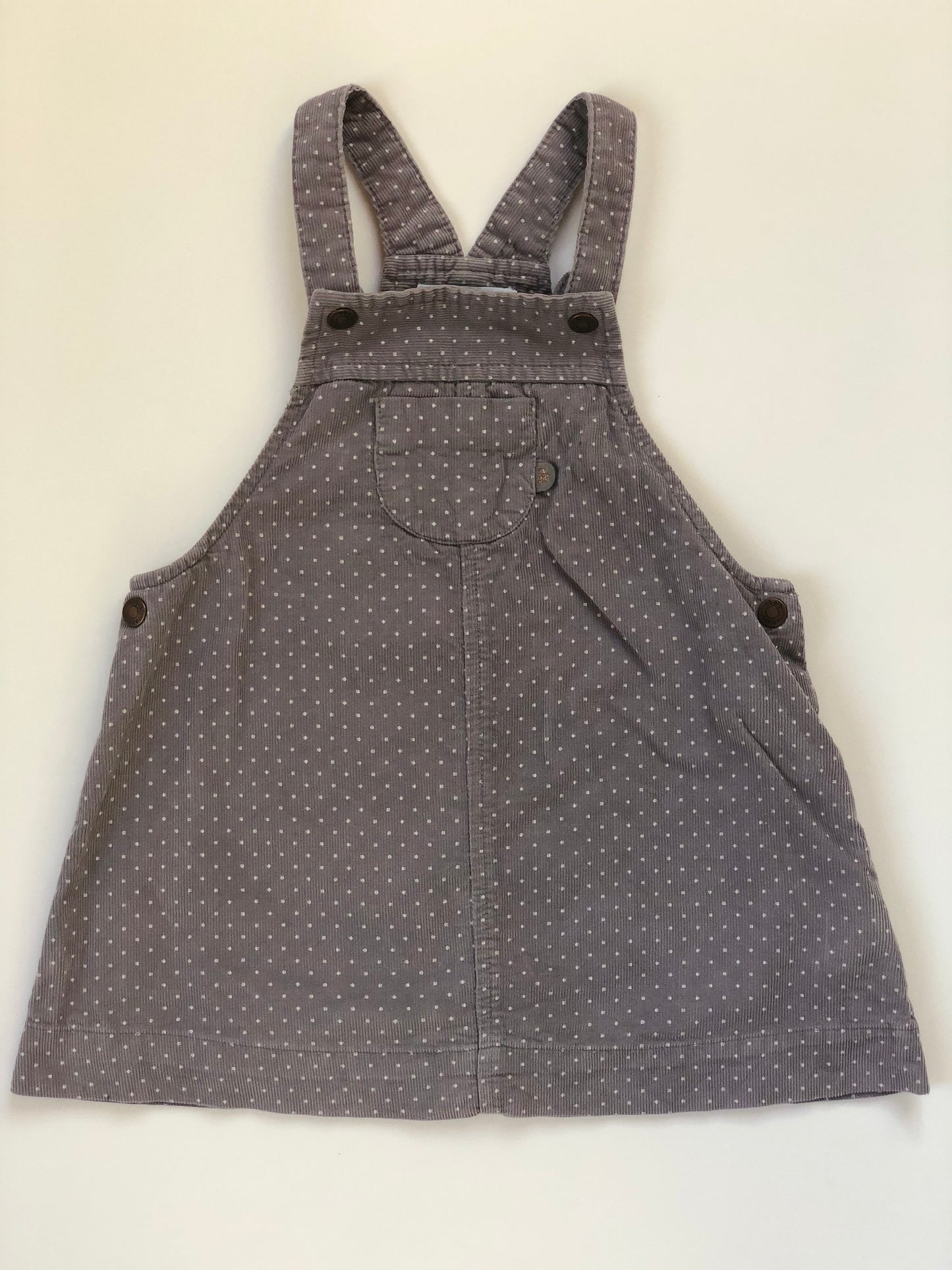 Robe salopette grise à pois blancs en velours Obaïbi 18 mois