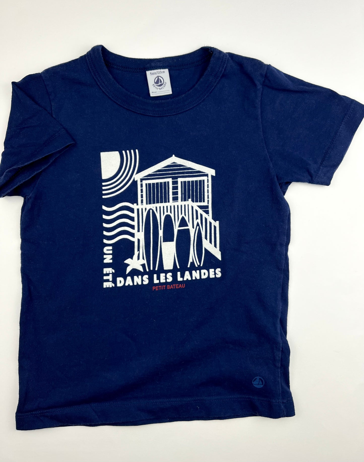 T-shirt bleu « Landes » Petit Bateau 5 ans