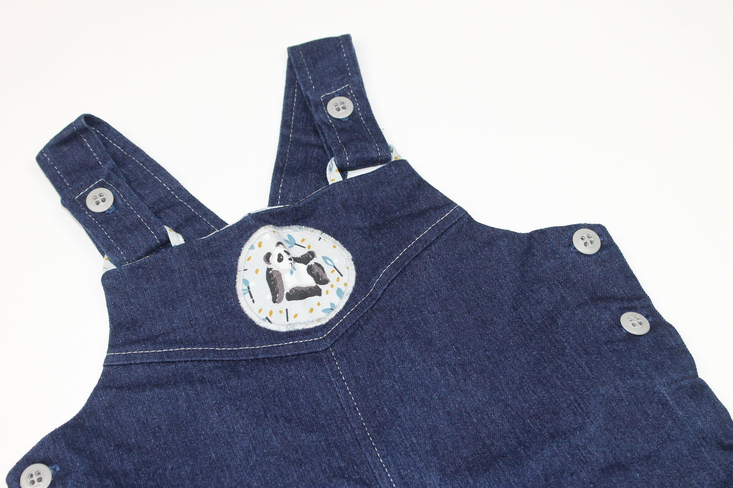 Salopette en jeans bleue fait main 2 ans