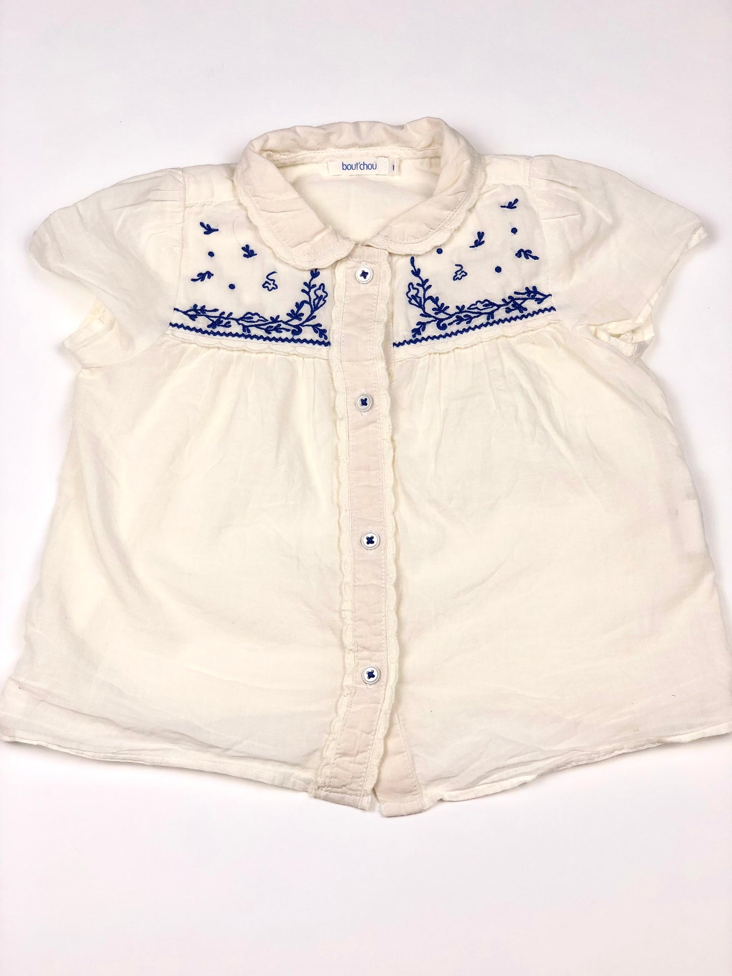 Blouse blanche brodée Bout’chou 12 mois