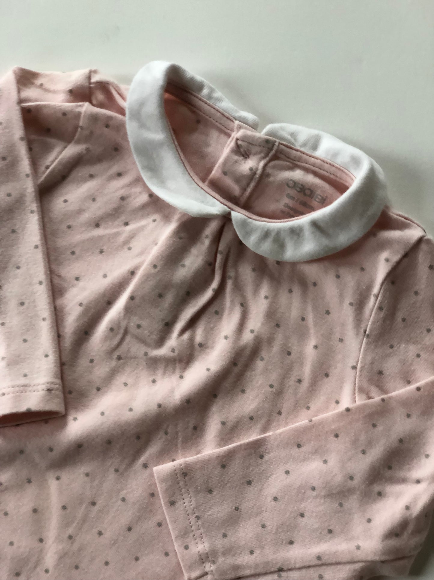 T-shirt manches longues rose à pois Obaïbi 6 mois