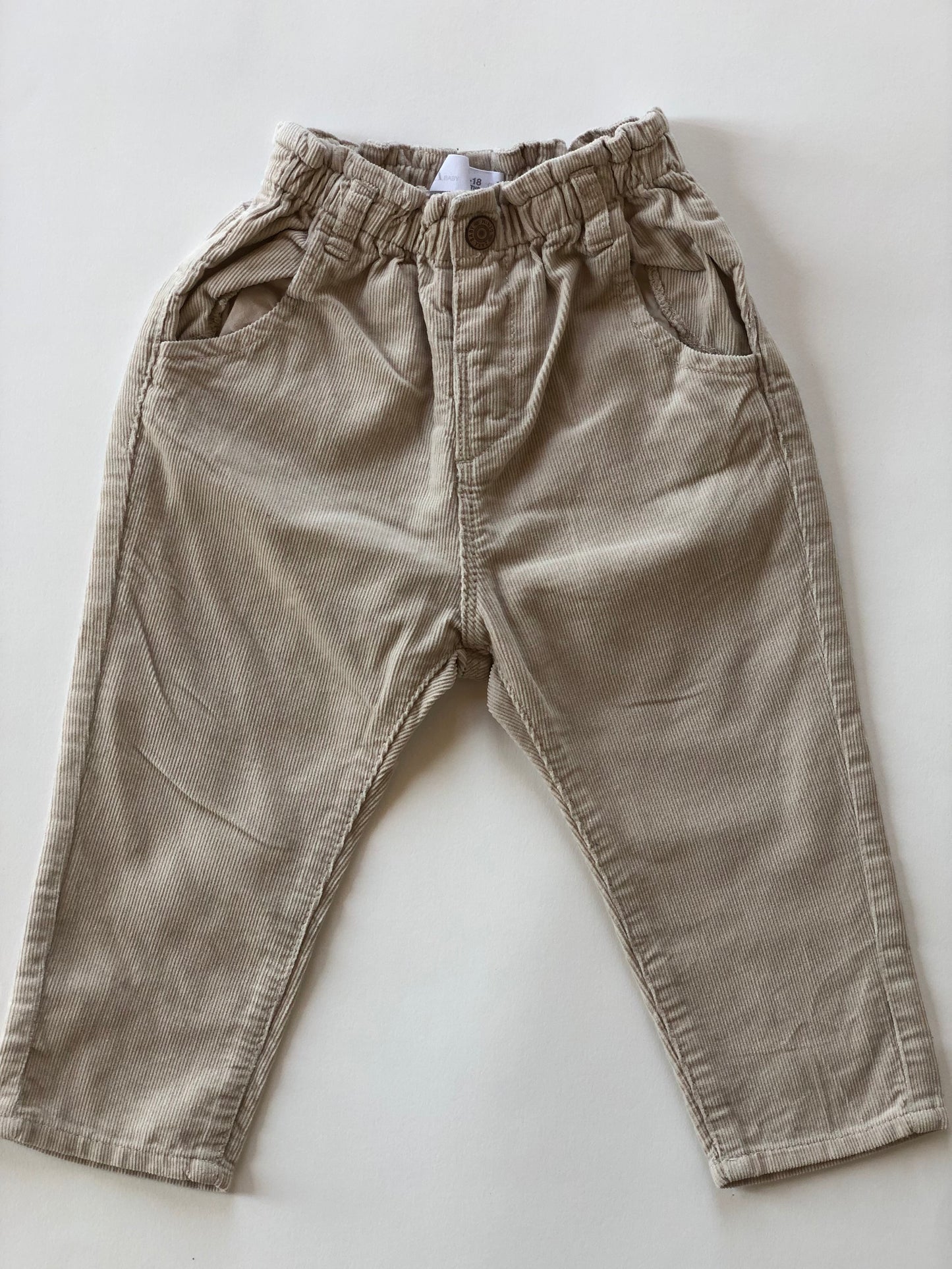 Pantalon velours côtelé beige Zara 12-18 mois