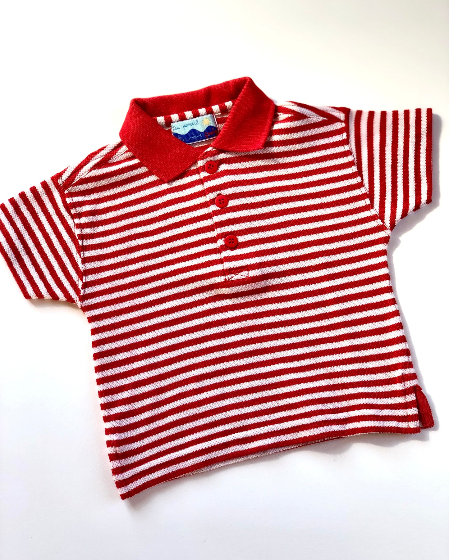 Polo rayé blanc et rouge vintage Du Pareil Au Même 6 mois
