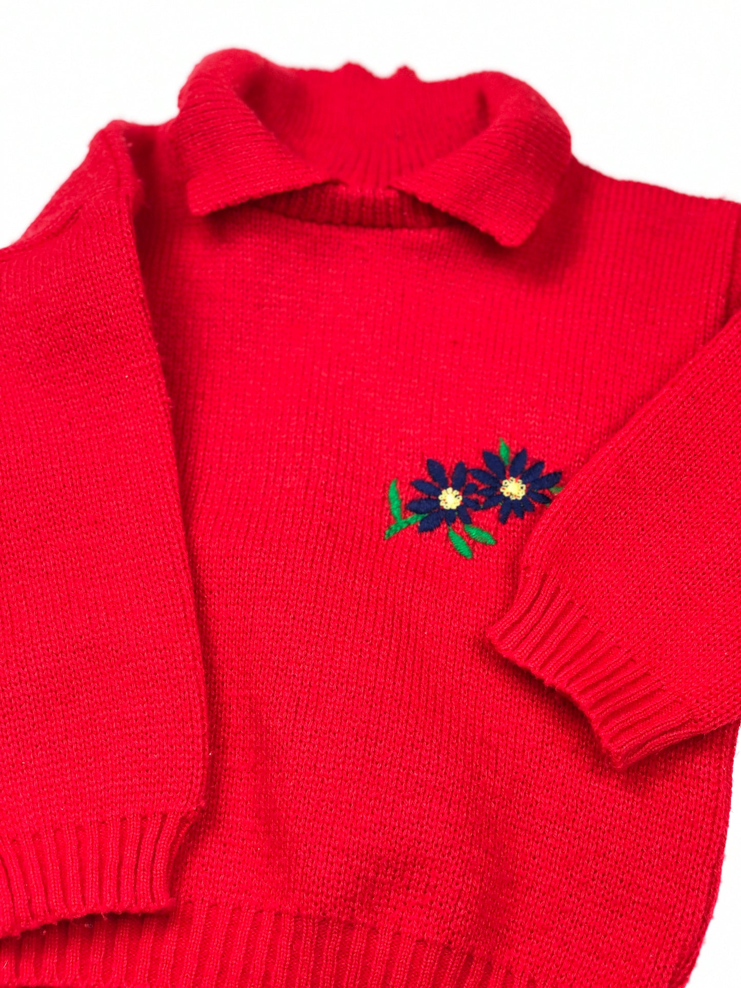 Pull en mailles rouge vintage 4 ans