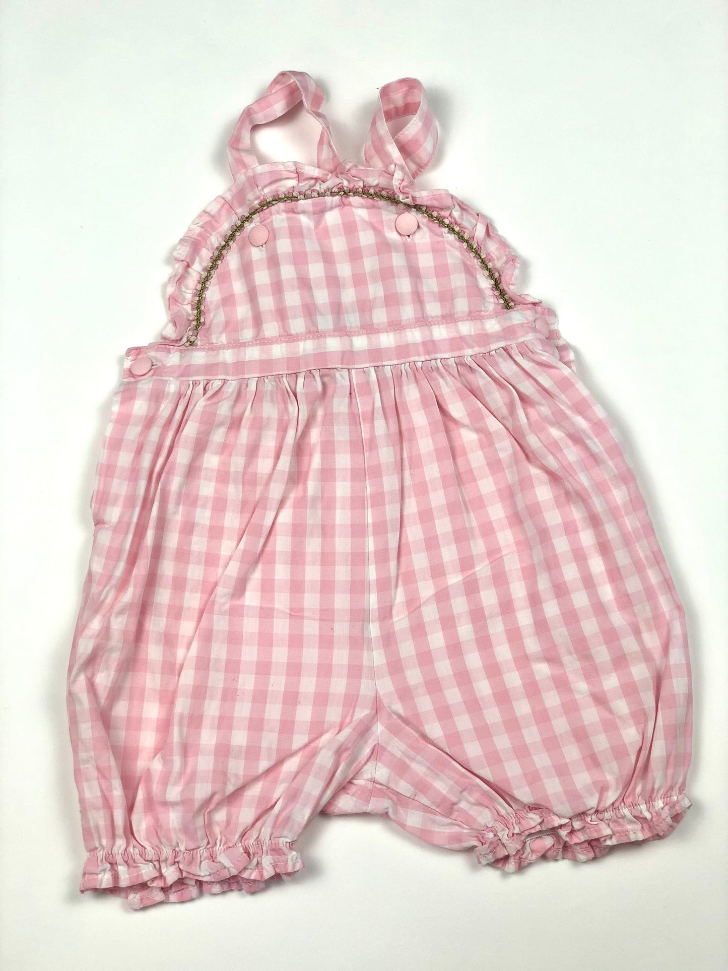 Barboteuse en vichy rose vintage Jour Ferrier 18 mois