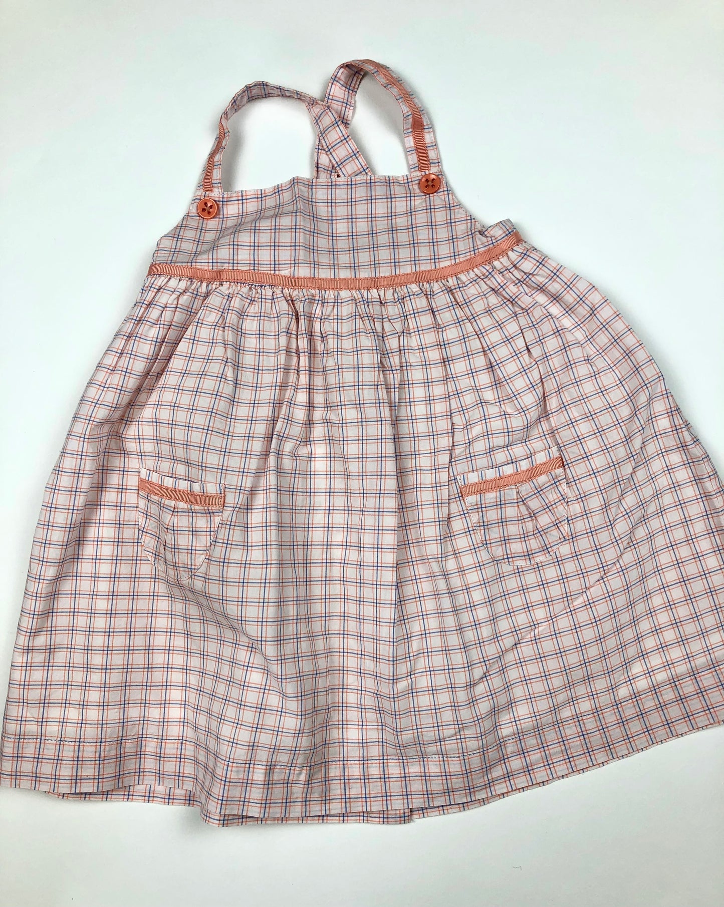 Robe à bretelles rose rayée Cyrillus 9 mois