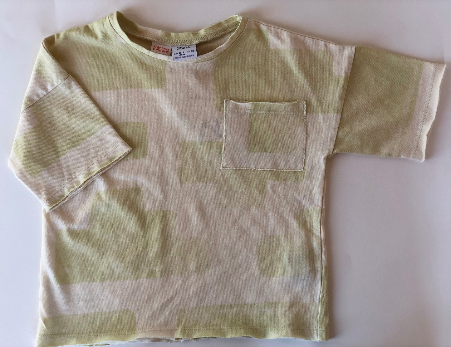 T-shirt manches courtes vert clair Zara 3 ans