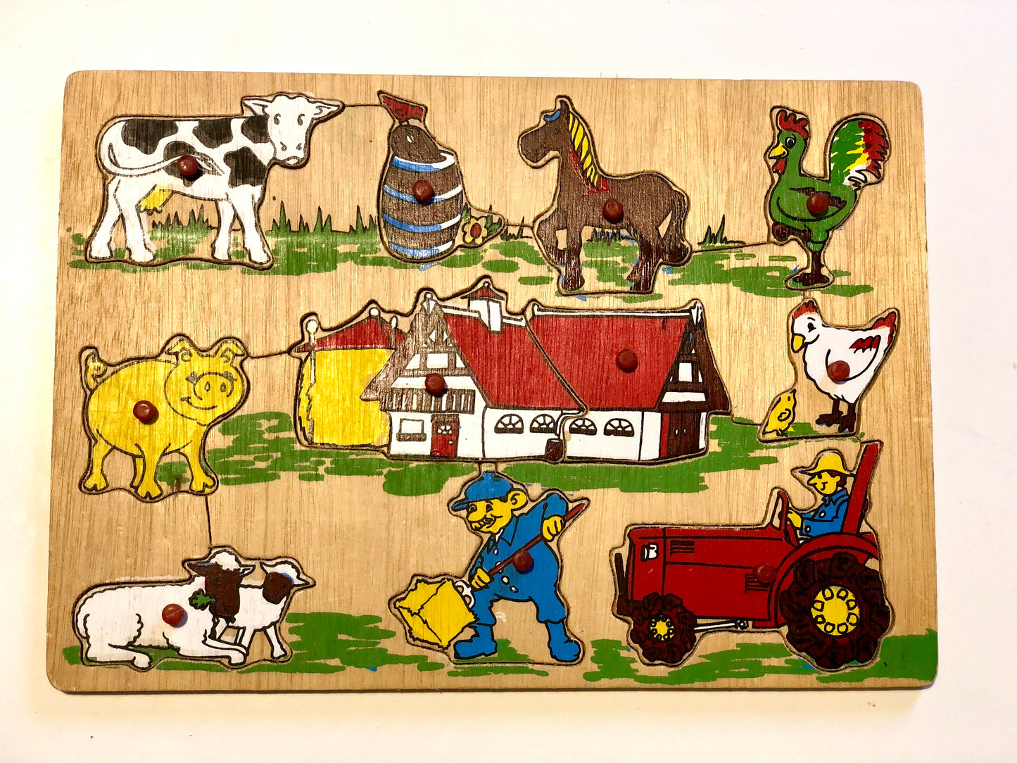 Puzzle d’encastrement « Ferme » en bois vintage