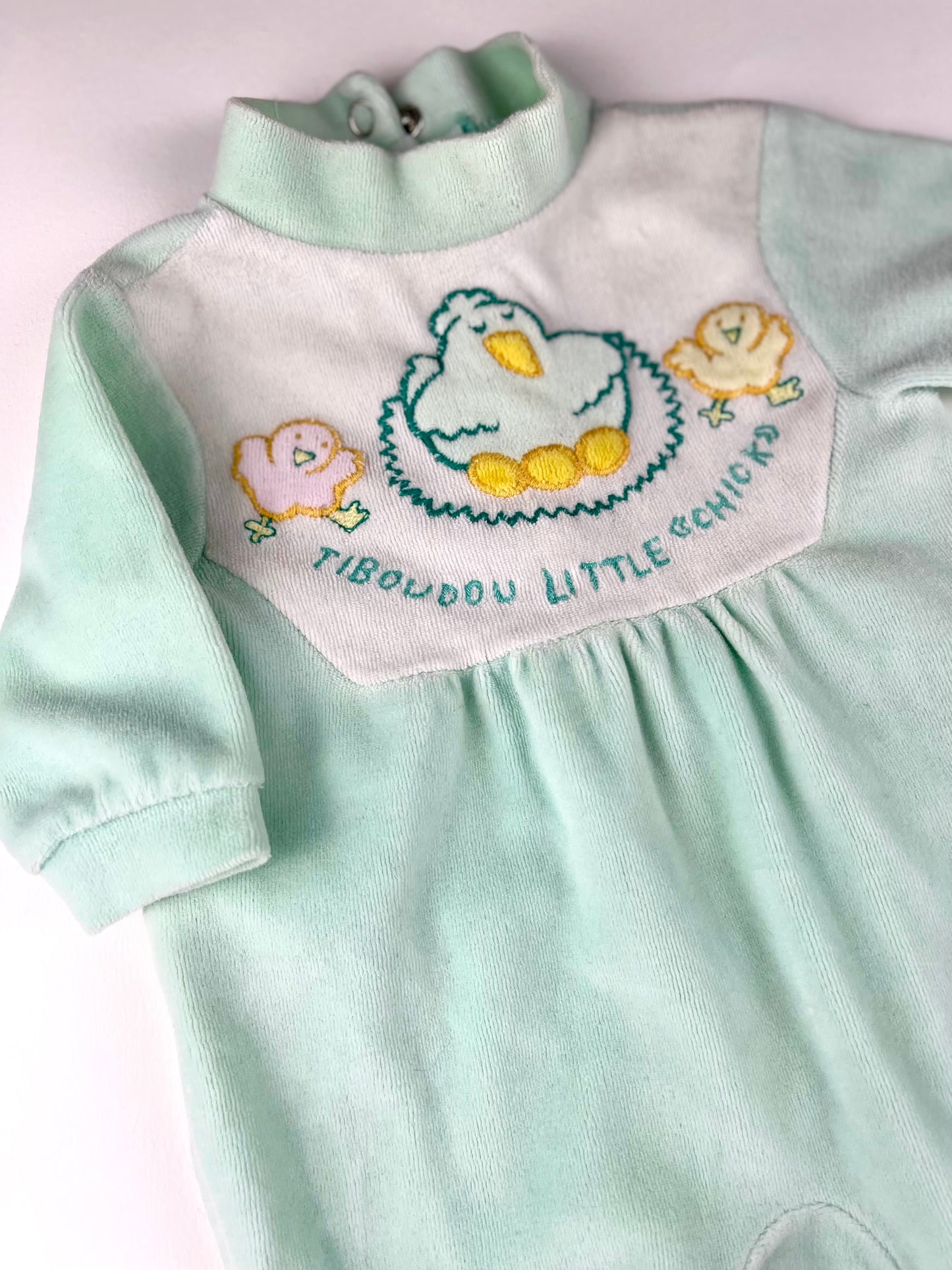 Pyjama velours vintage vert Tiboudou 1 mois