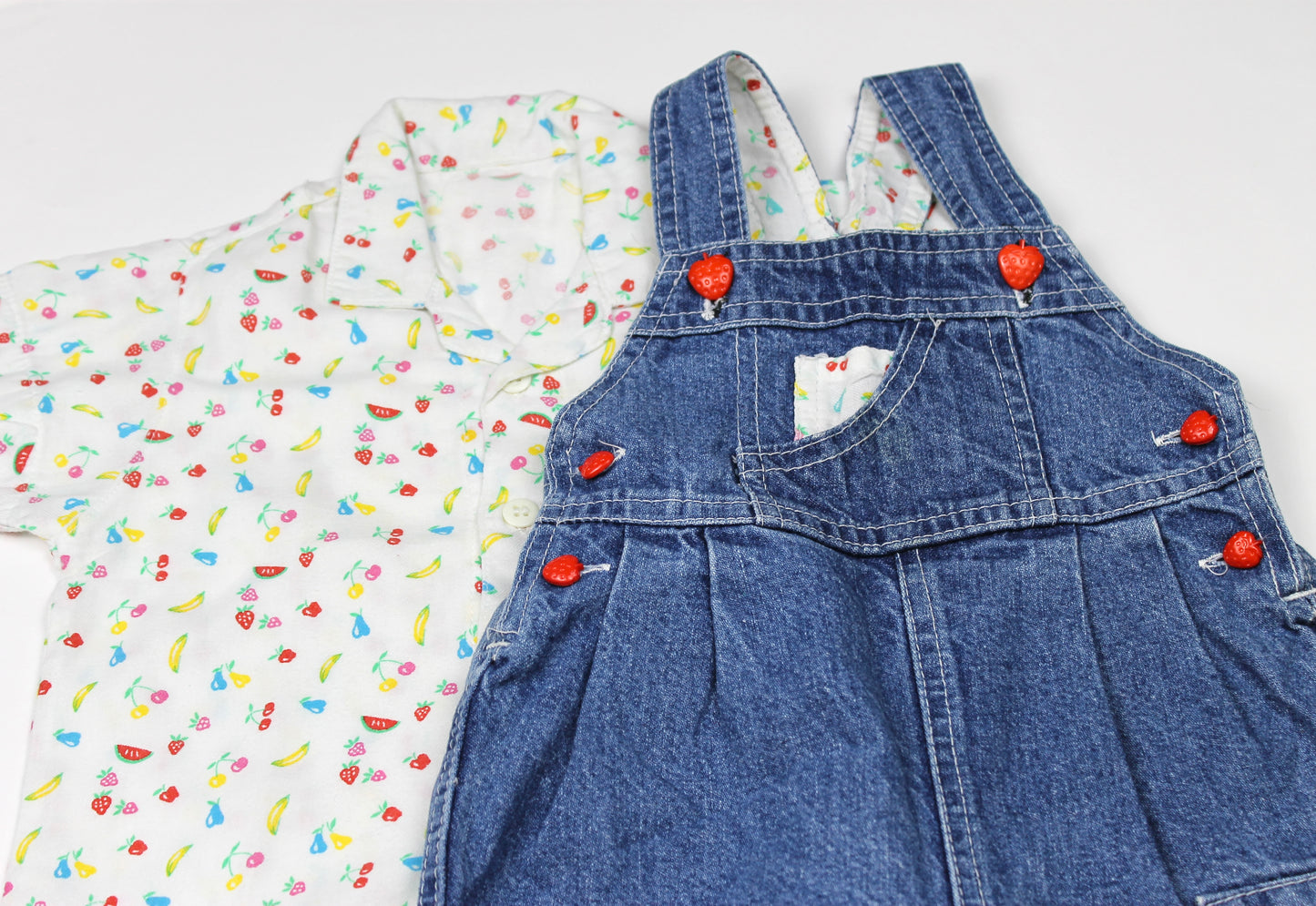 Ensemble salopette + chemise vintage 6 mois