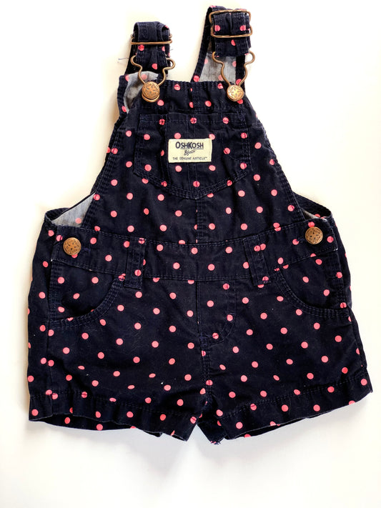 Salopette courte bleu et rose à pois Oshkosh 6 mois