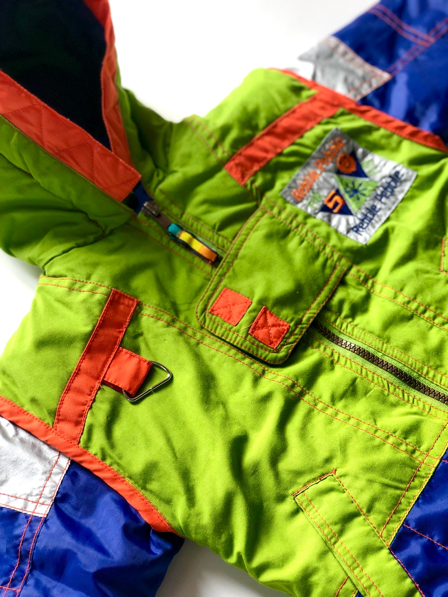 Manteau à capuche vert bleu orange 12 mois