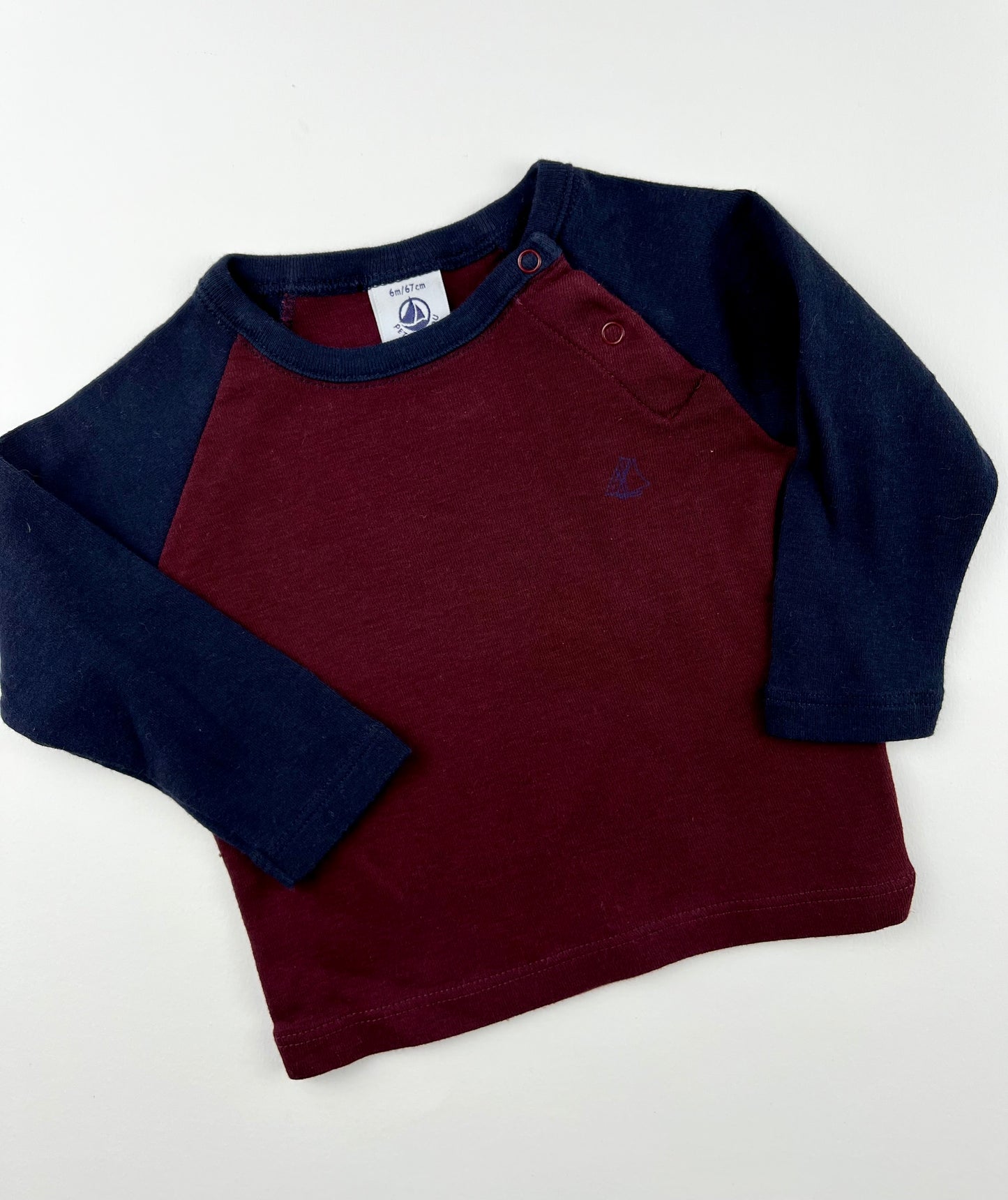 T-shirt manches longues bordeaux Petit Bateau 6 mois