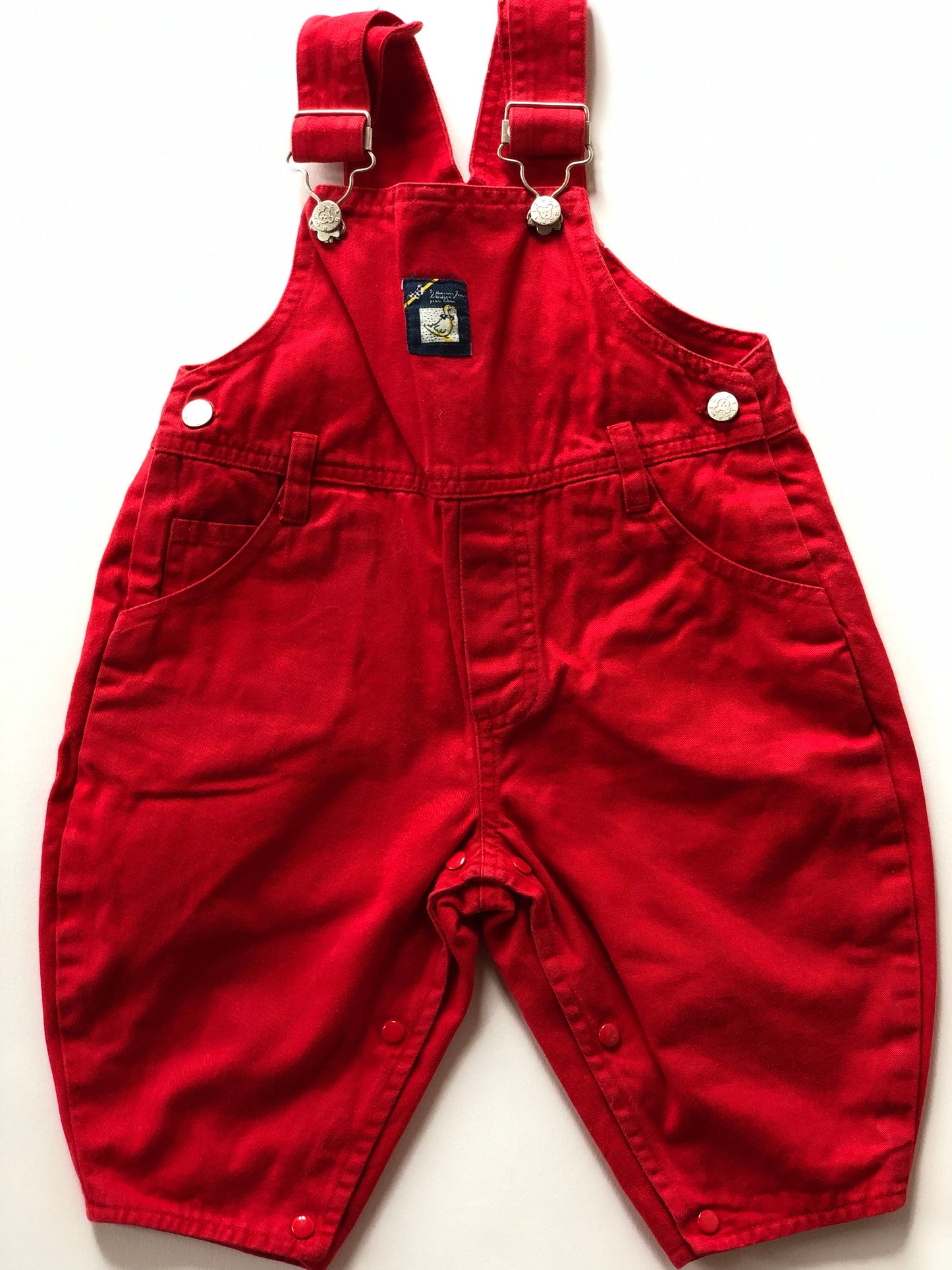 Salopette denim rouge Vintage 12 mois