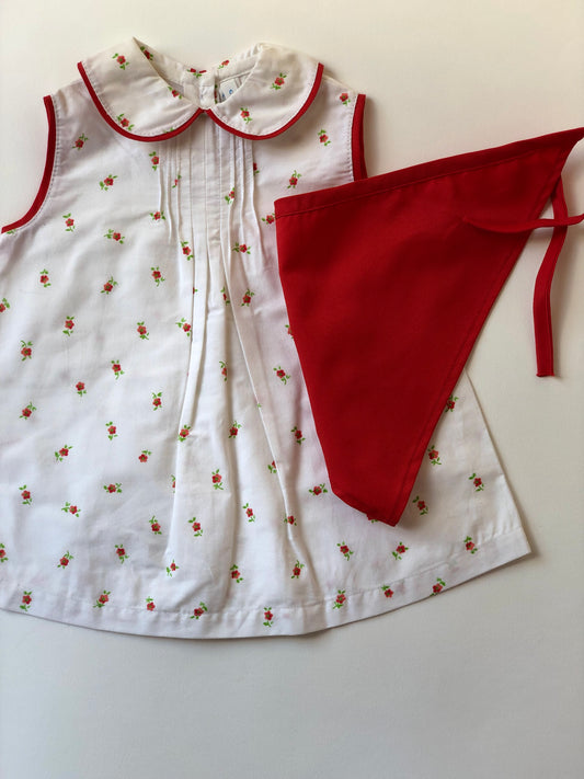 IMPARFAIT Robe à fleurs blanc et rouge vintage 1 mois