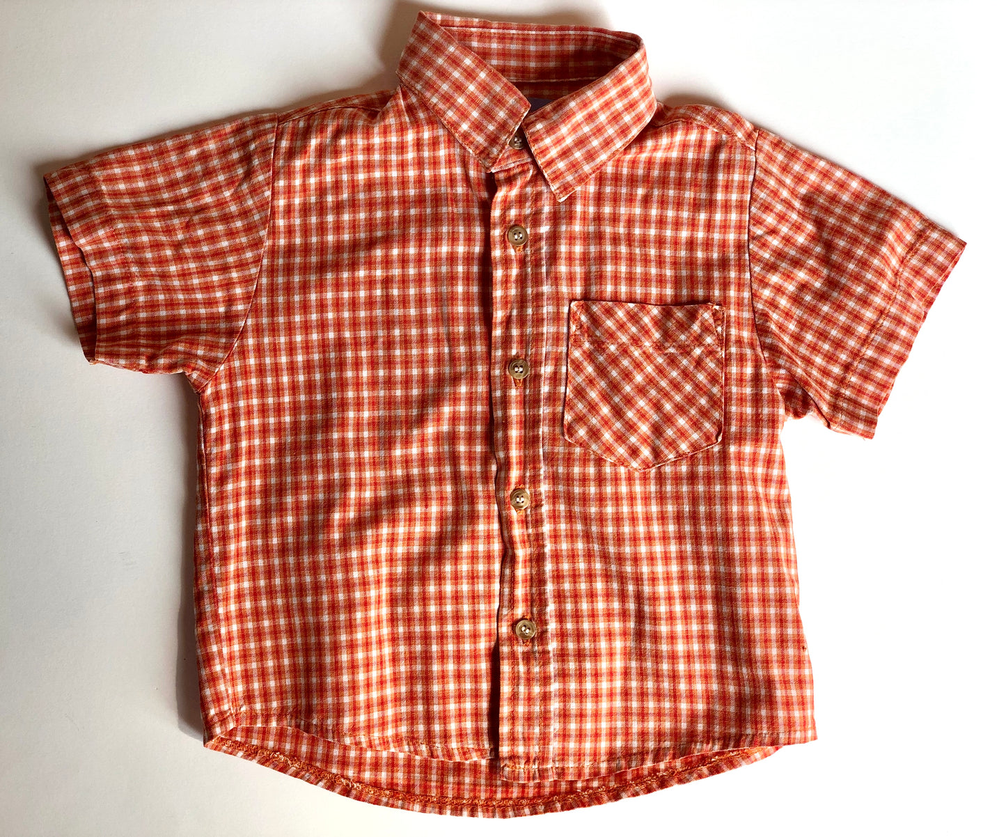 Chemise à carreaux orange vintage De Bon Matin 2 ans