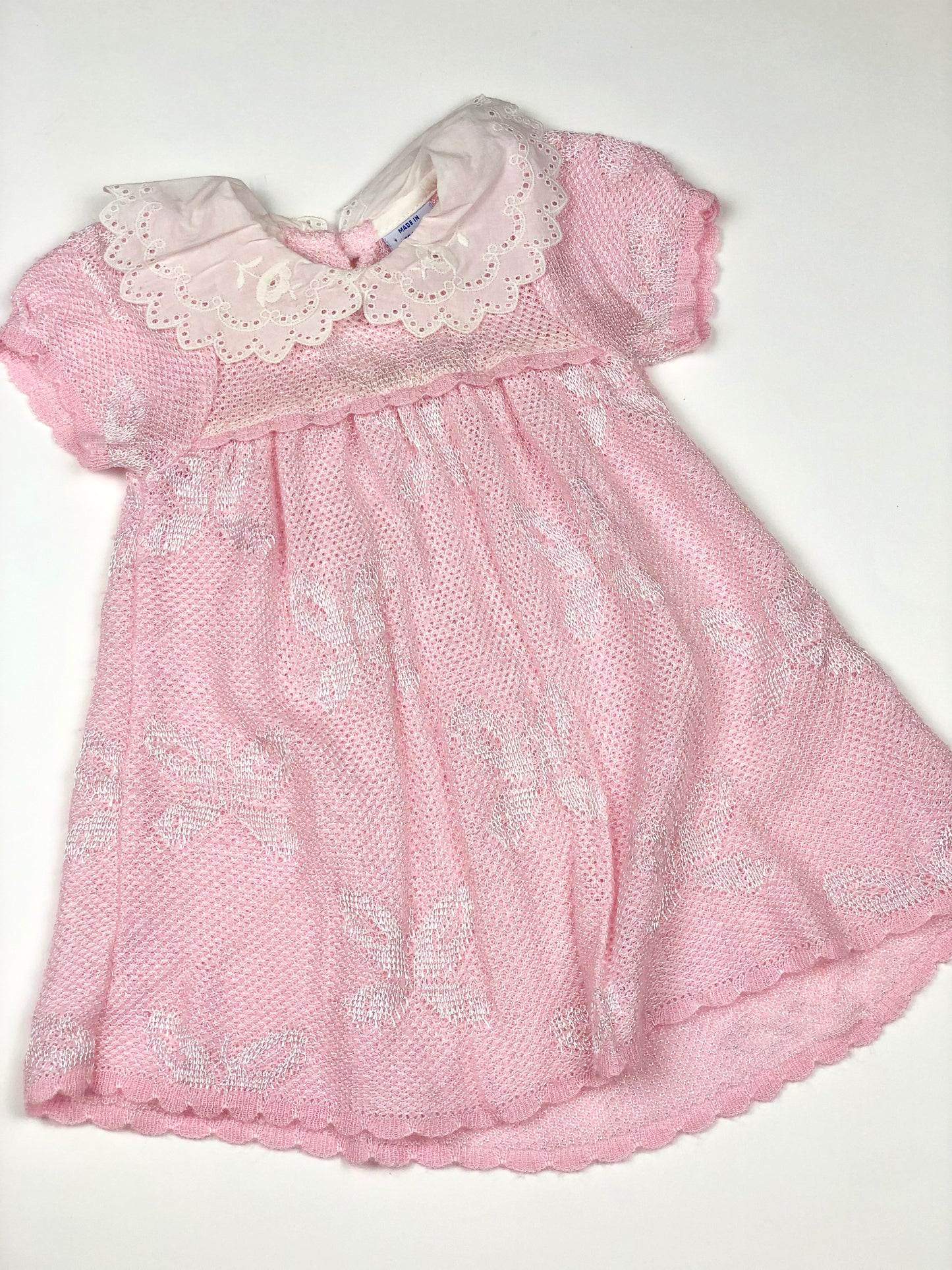 Robe en mailles vintage rose Clayeux 3 mois