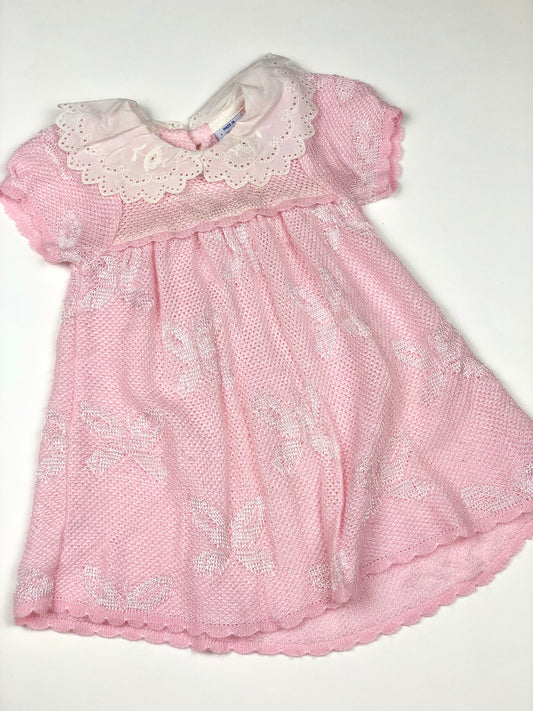 Robe en mailles vintage rose Clayeux 3 mois