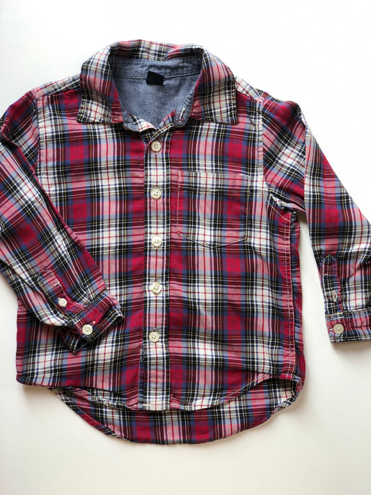 Chemise à carreaux bordeaux Baby Gap 3 ans