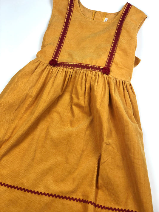 Robe en velours côtelé moutarde vintage Jodhpur 6 ans