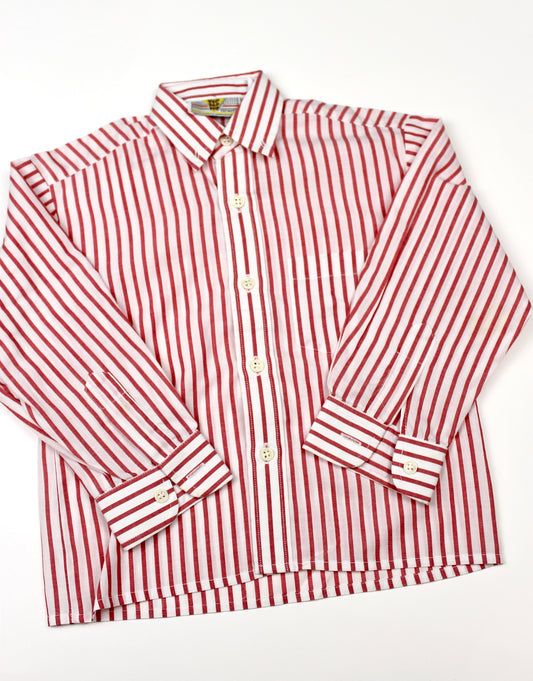 Chemise rayée blanche et rouge vintage Tip Tap Top 3 ans