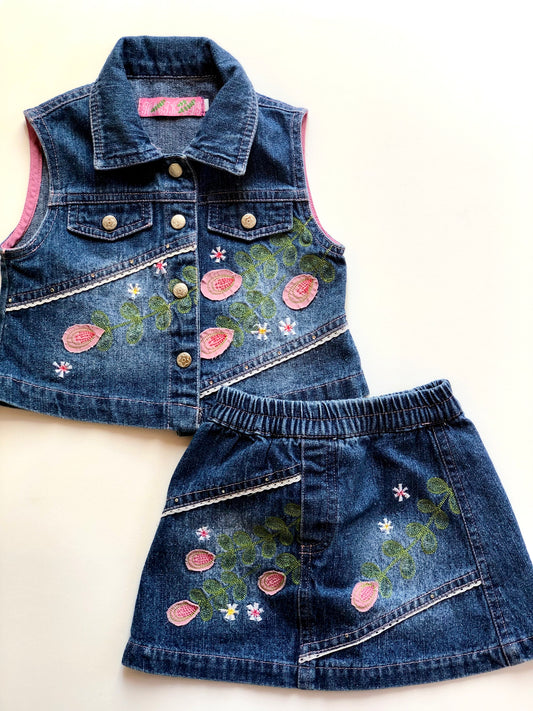 Ensemble veste et robe en jeans vintage 6 mois