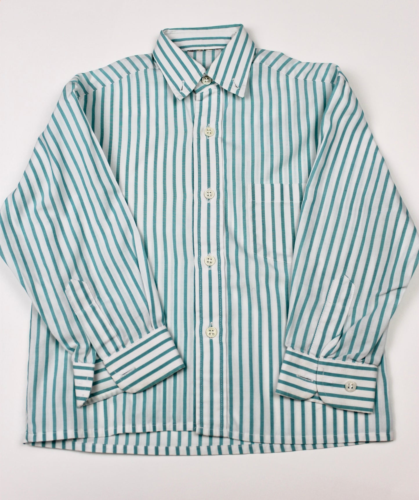 Chemise rayée blanche et verte vintage 3 ans