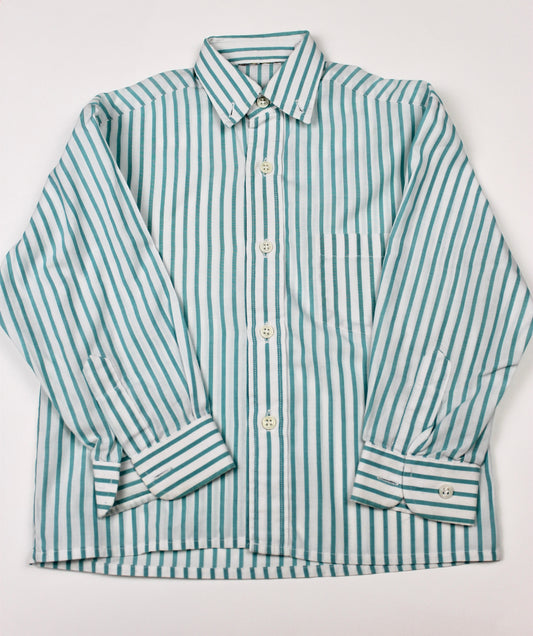 Chemise rayée blanche et verte vintage 3 ans
